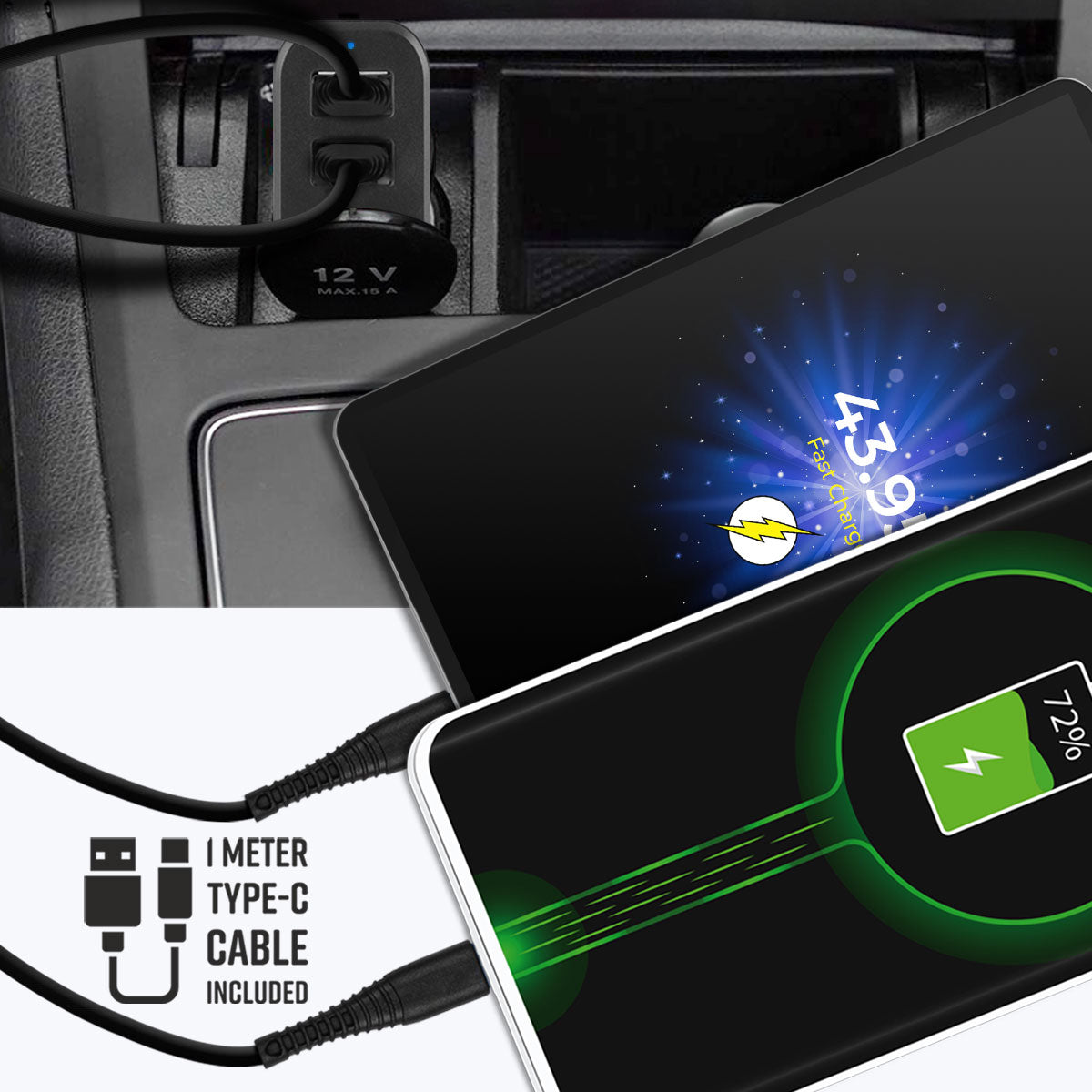 Zeb-CC242A3 with Type C Cable - Car charger - Zebronics