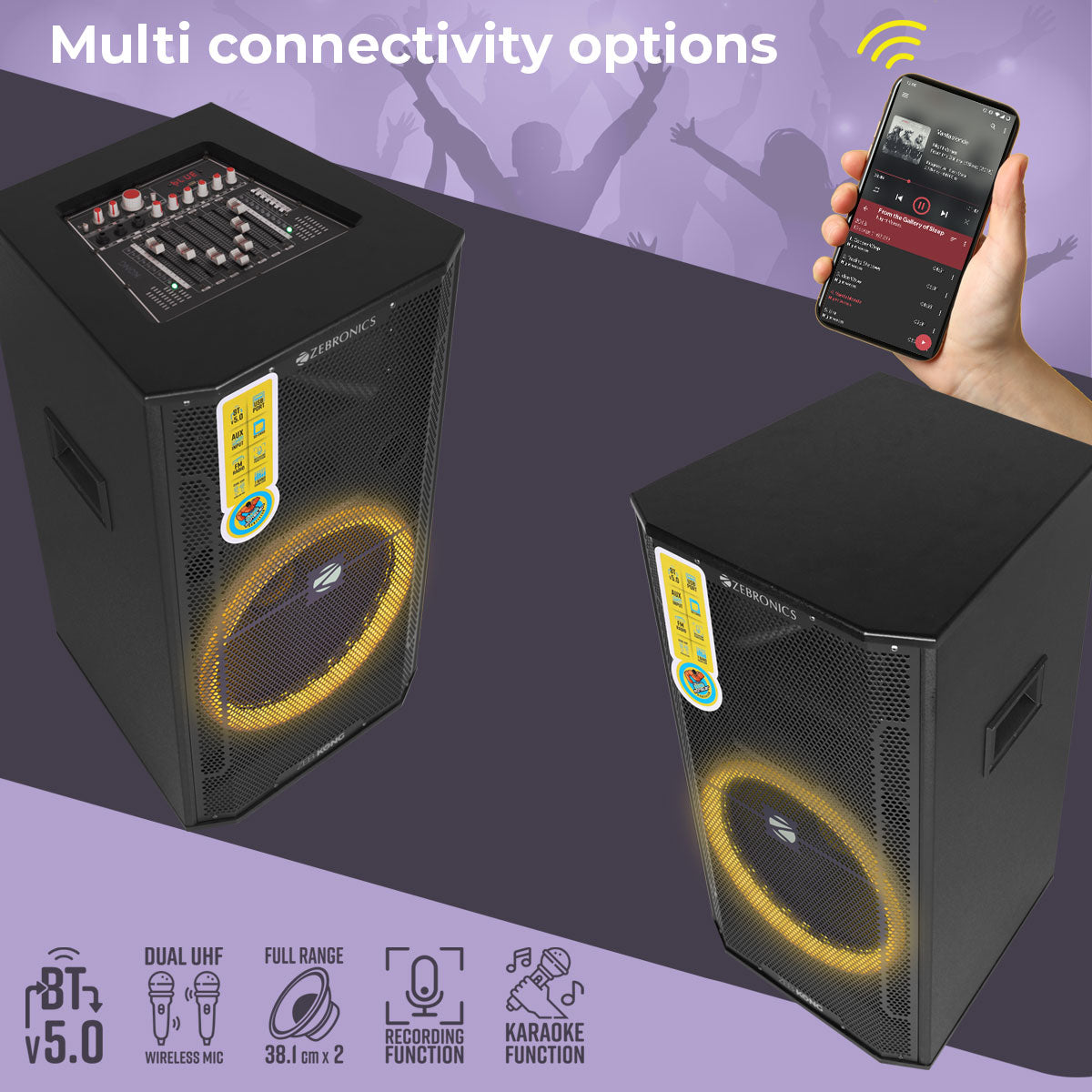 Zeb Kong with LED lights | DJ Speaker  Zebronics | Top view