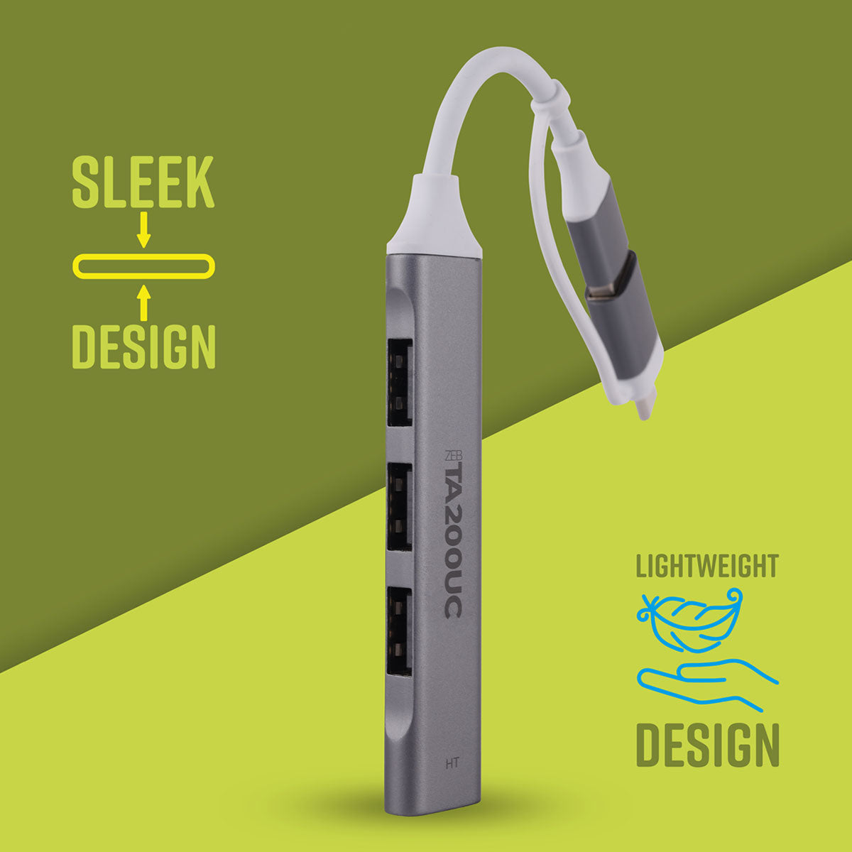 ZEB-TA200UC - USB/Type C Multiport Adapter - Zebronics