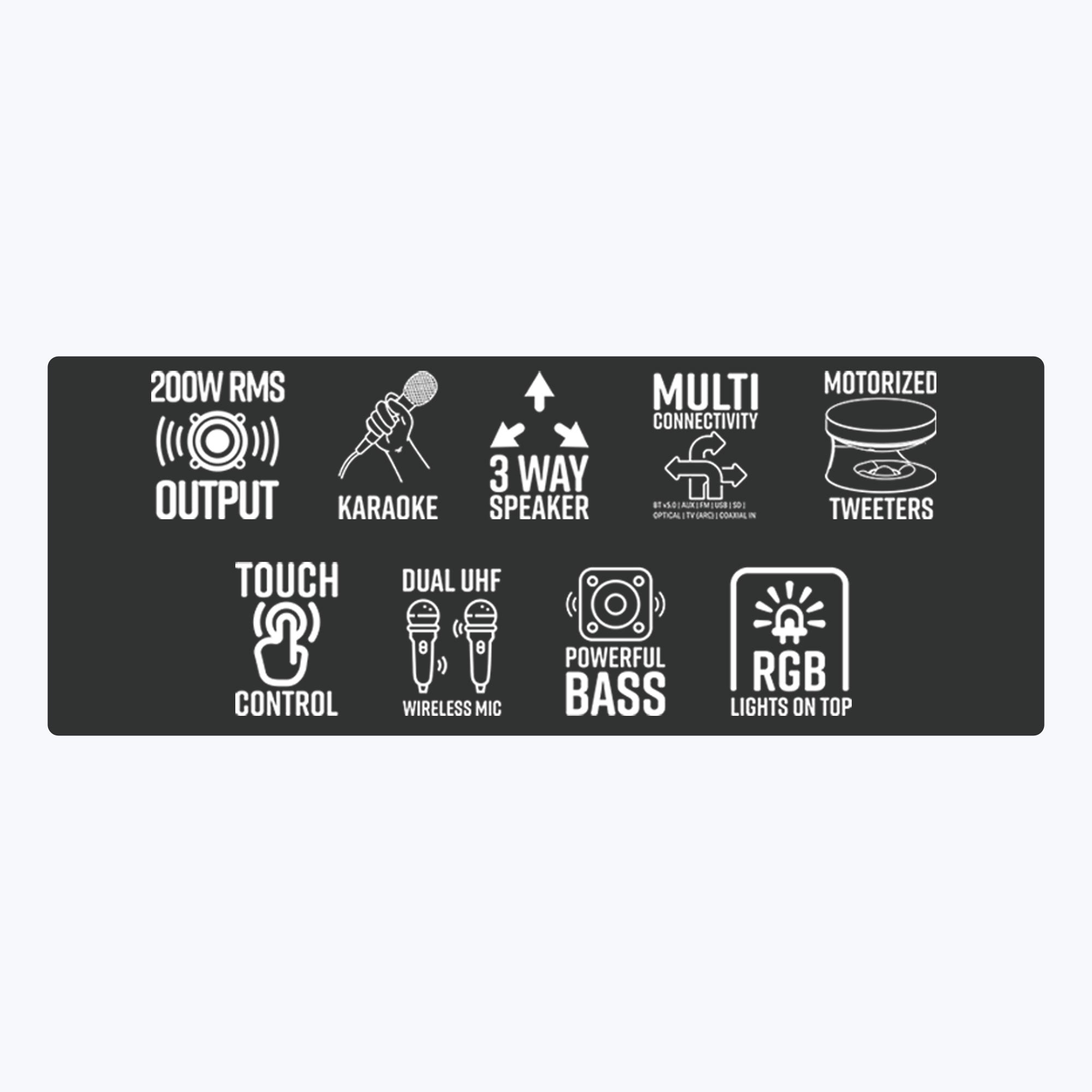 Zebronics - Zeb-BTM8801RUCF - Tower Speaker - feature list