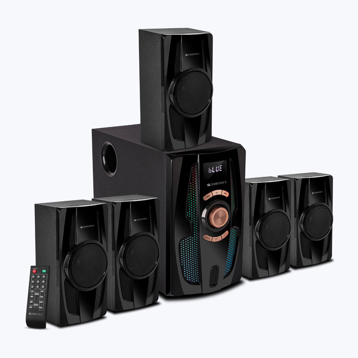 Zebronics - Zeb basso 200 - 5.1 channel speaker - subwoofer with 5 satellites with remote control