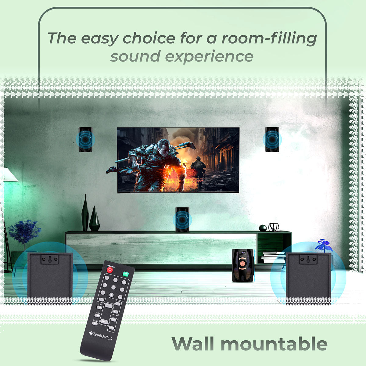 Zebronics - Zeb basso 200 - 5.1 channel speaker - wall mountable