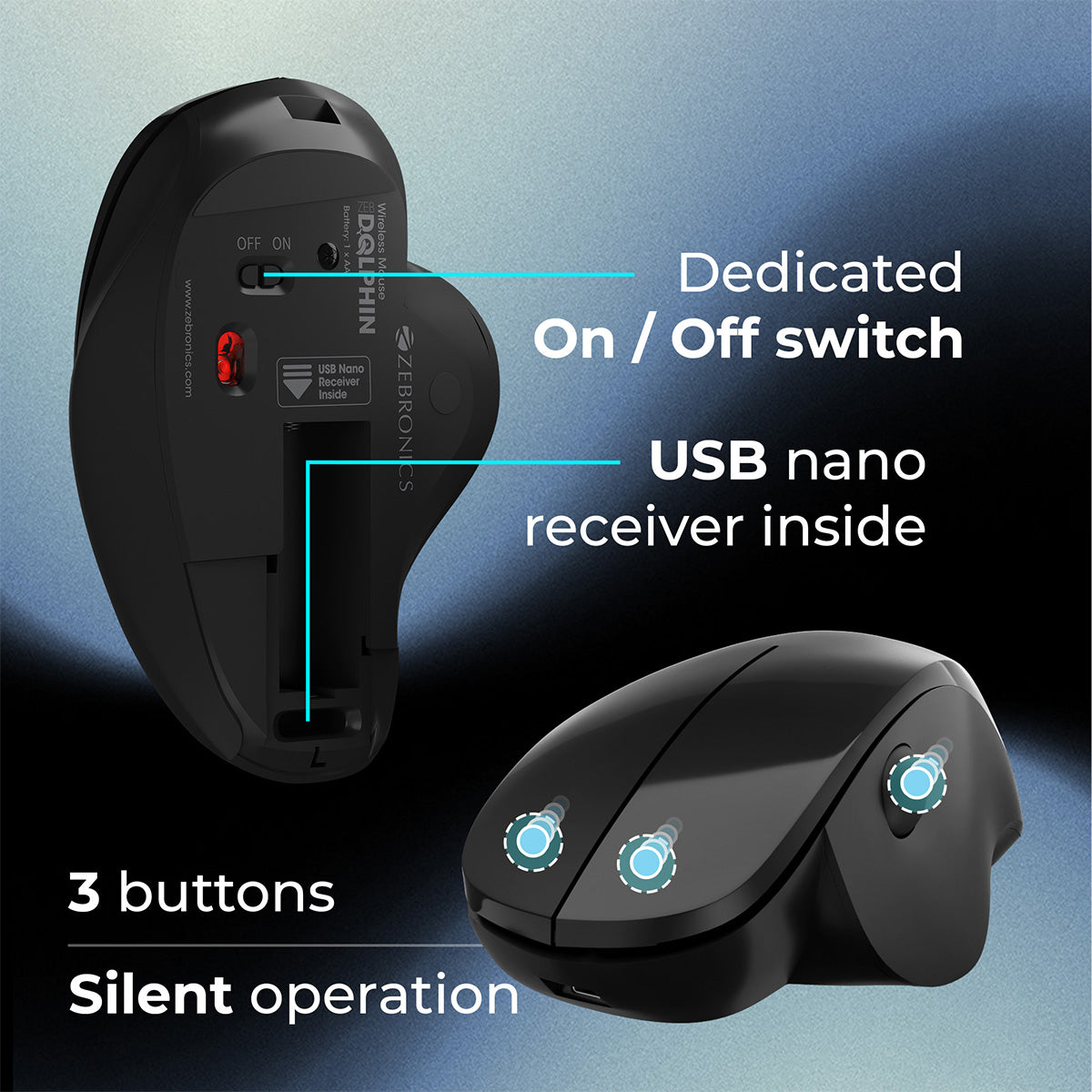 Zeb-Dolphin -  Wireless Mouse - Zebronics