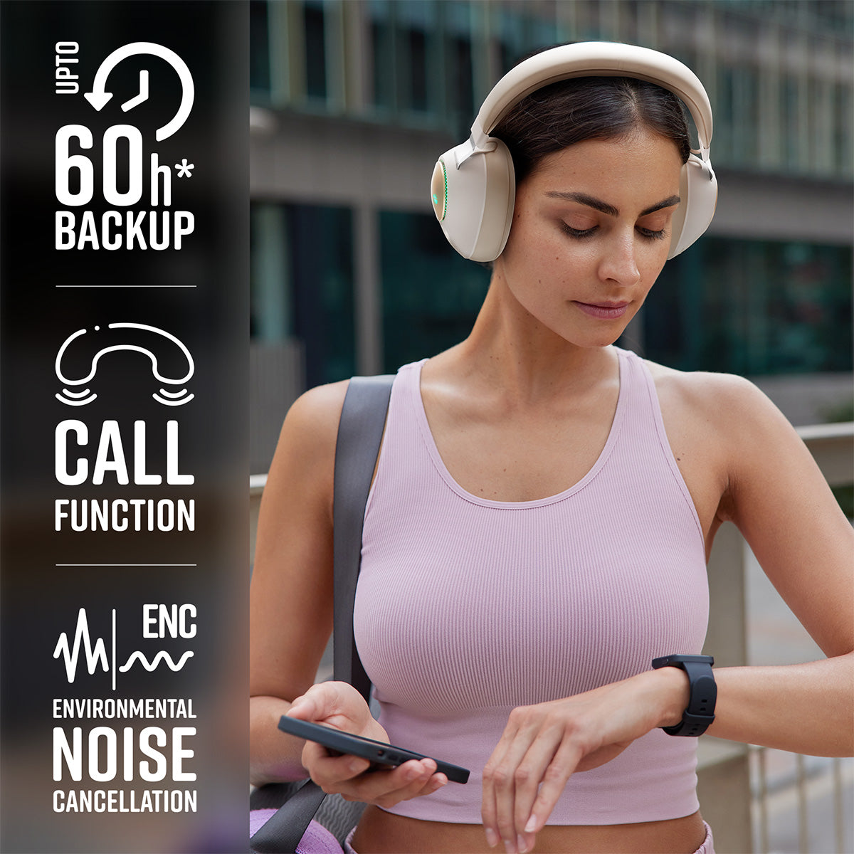 Zebronics duke beige wireless headphone - Upto 60h backup