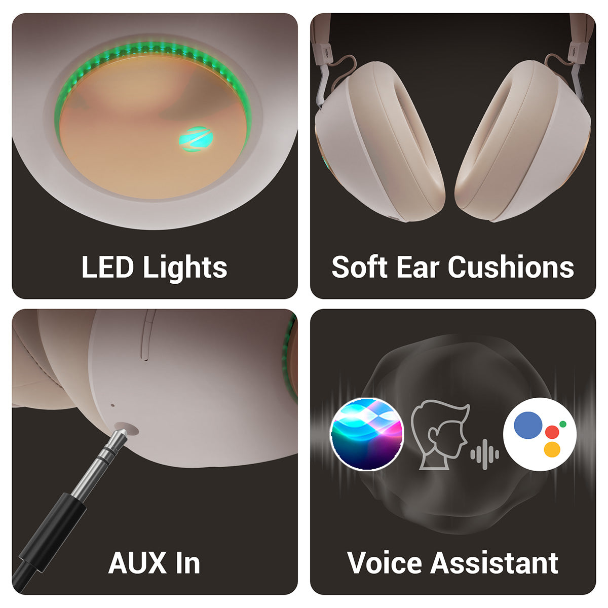Zebronics duke beige wireless headphone - Voice assistant