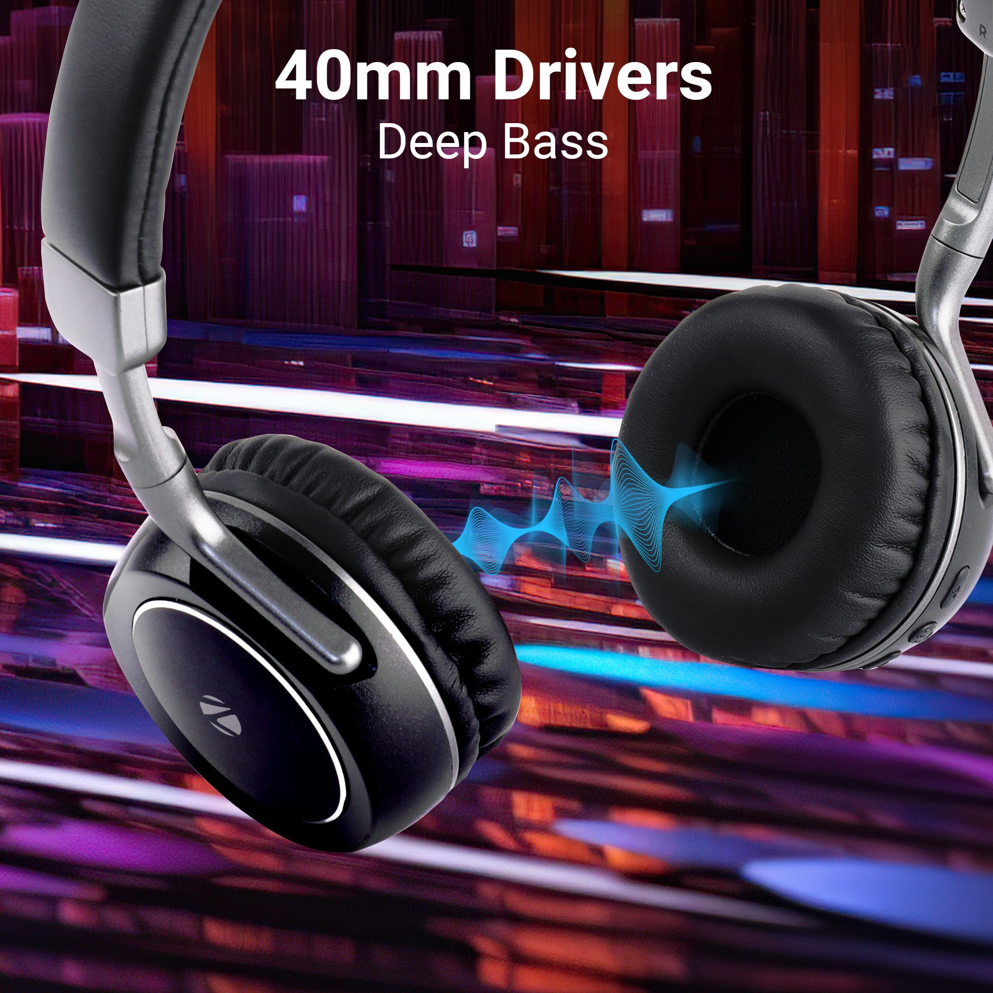 Zebronics Duke 2 black Wireless headphone - 40mm drivers deep bass