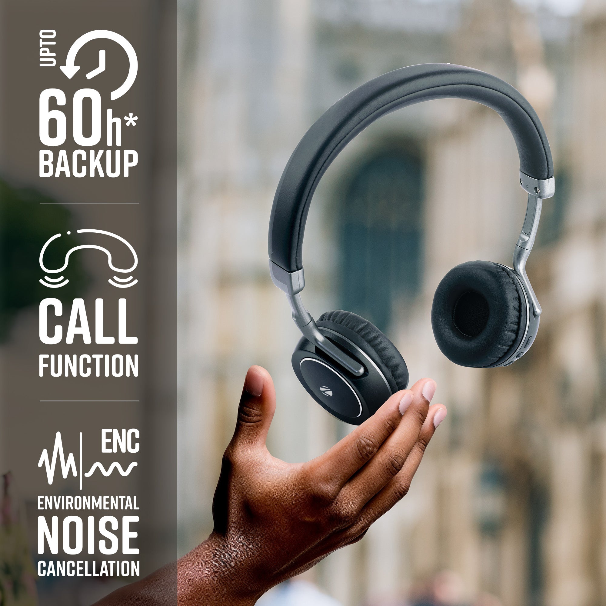 Zebronics Duke 2 black Wireless headphone - 60h backup
