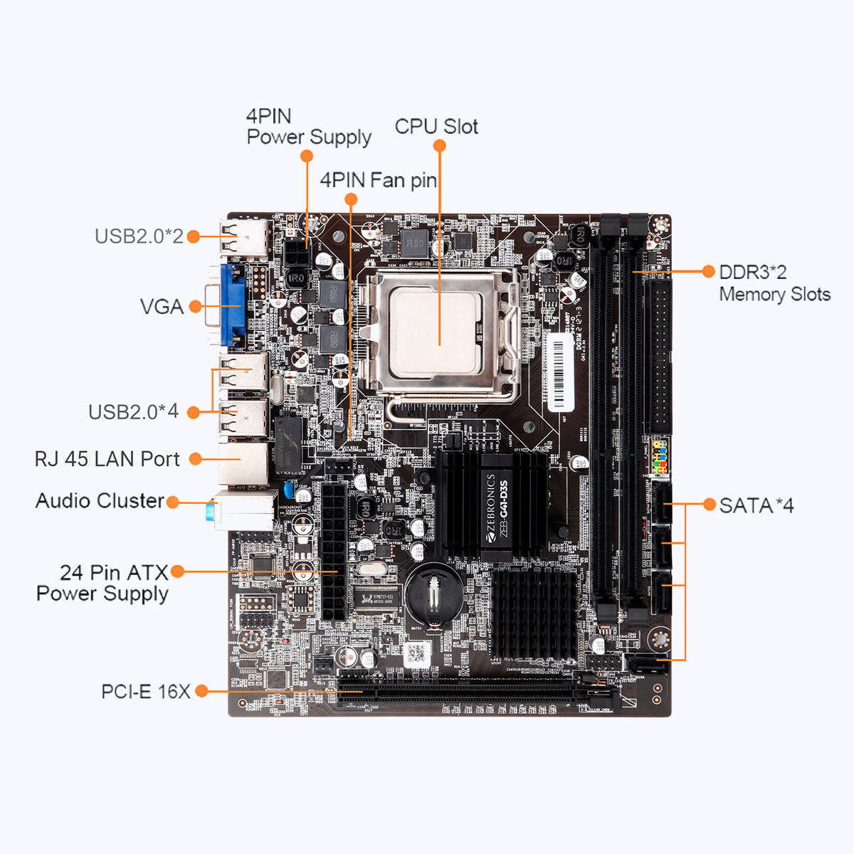 Zeb-G41-D3S - LGA 775 Socket - Motherboard - Zebronics