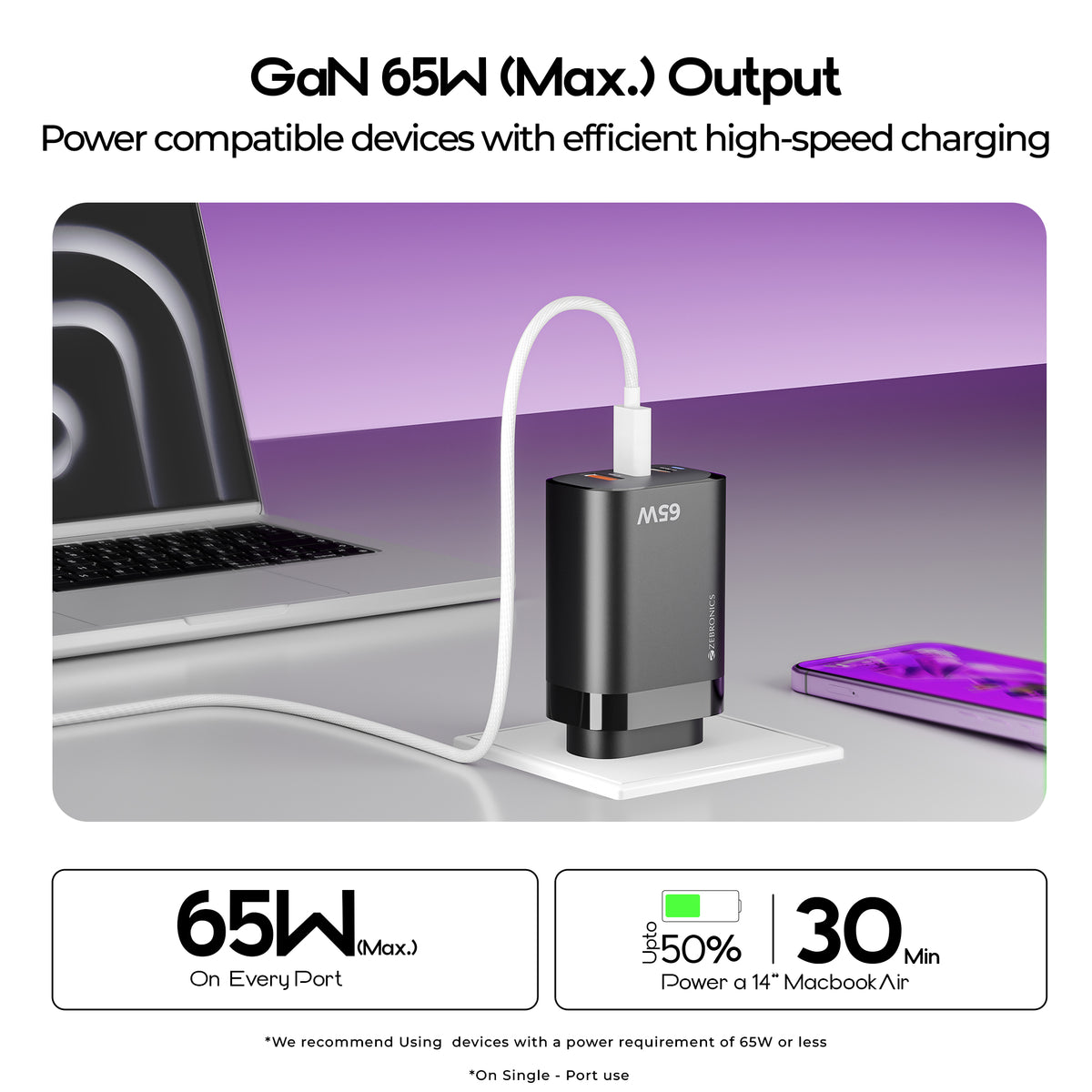 Zebronics- Ganium 651- Mobile USB Charger