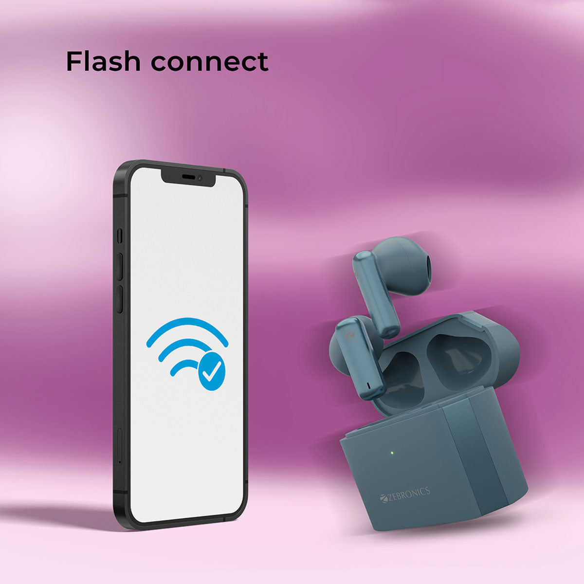 Zeb Glacier - ZeBronics - Wireless earbuds - Flash Connect