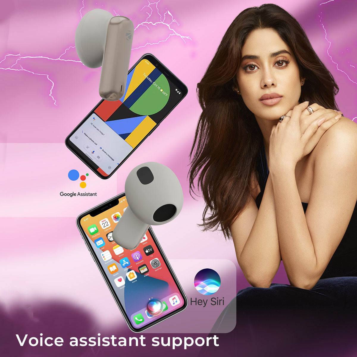 Zeb Glacier - ZeBronics - Wireless earbuds - Voice assistant support