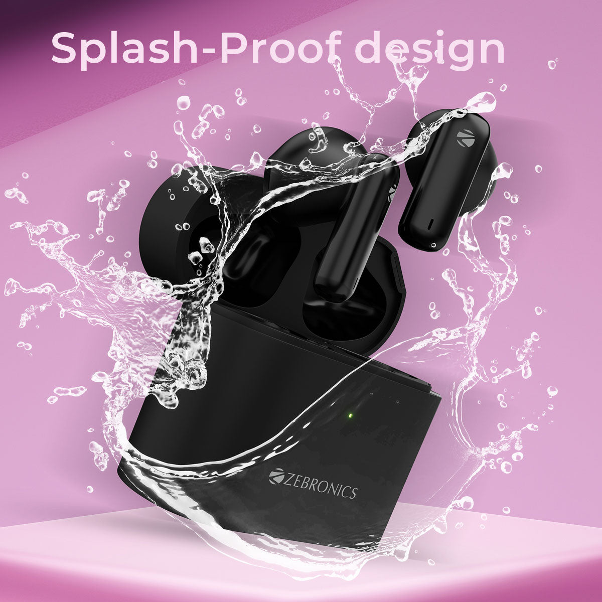 Zeb Glacier - ZeBronics - Wireless earbuds - Splash Proof design