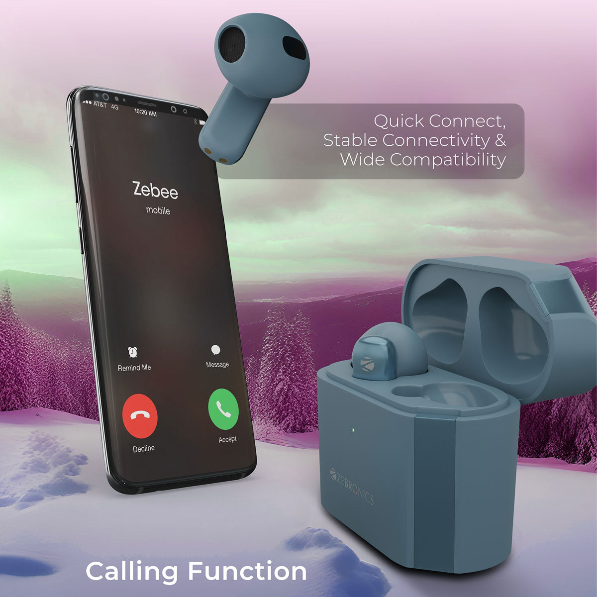 Zeb Glacier - ZeBronics - Wireless earbuds - Calling function