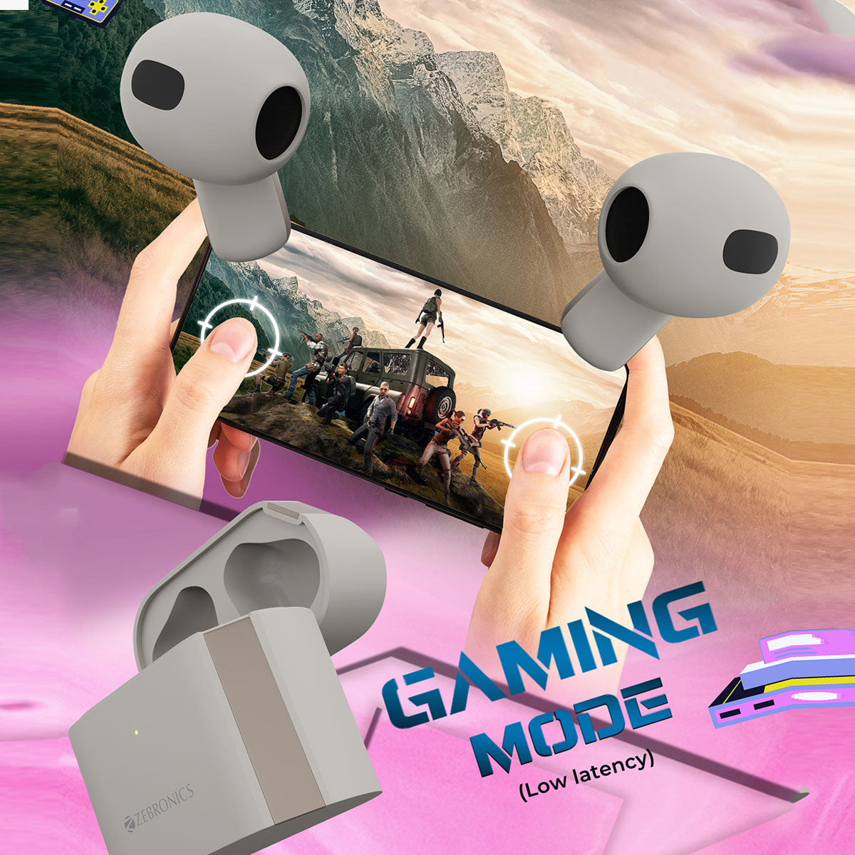 Zeb Glacier - ZeBronics - Wireless earbuds - Gaming Mode