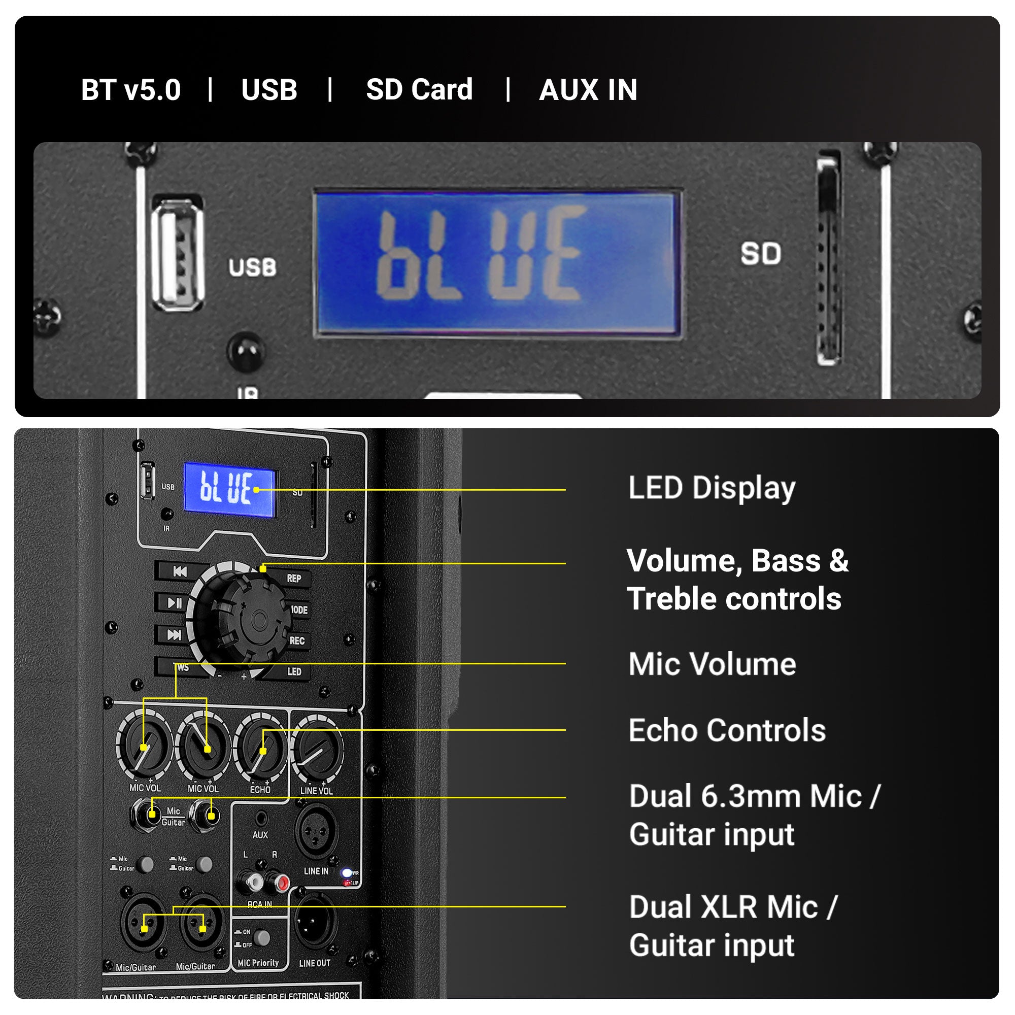 Zebronics glowbox 15A DJ speaker - multiple input ports