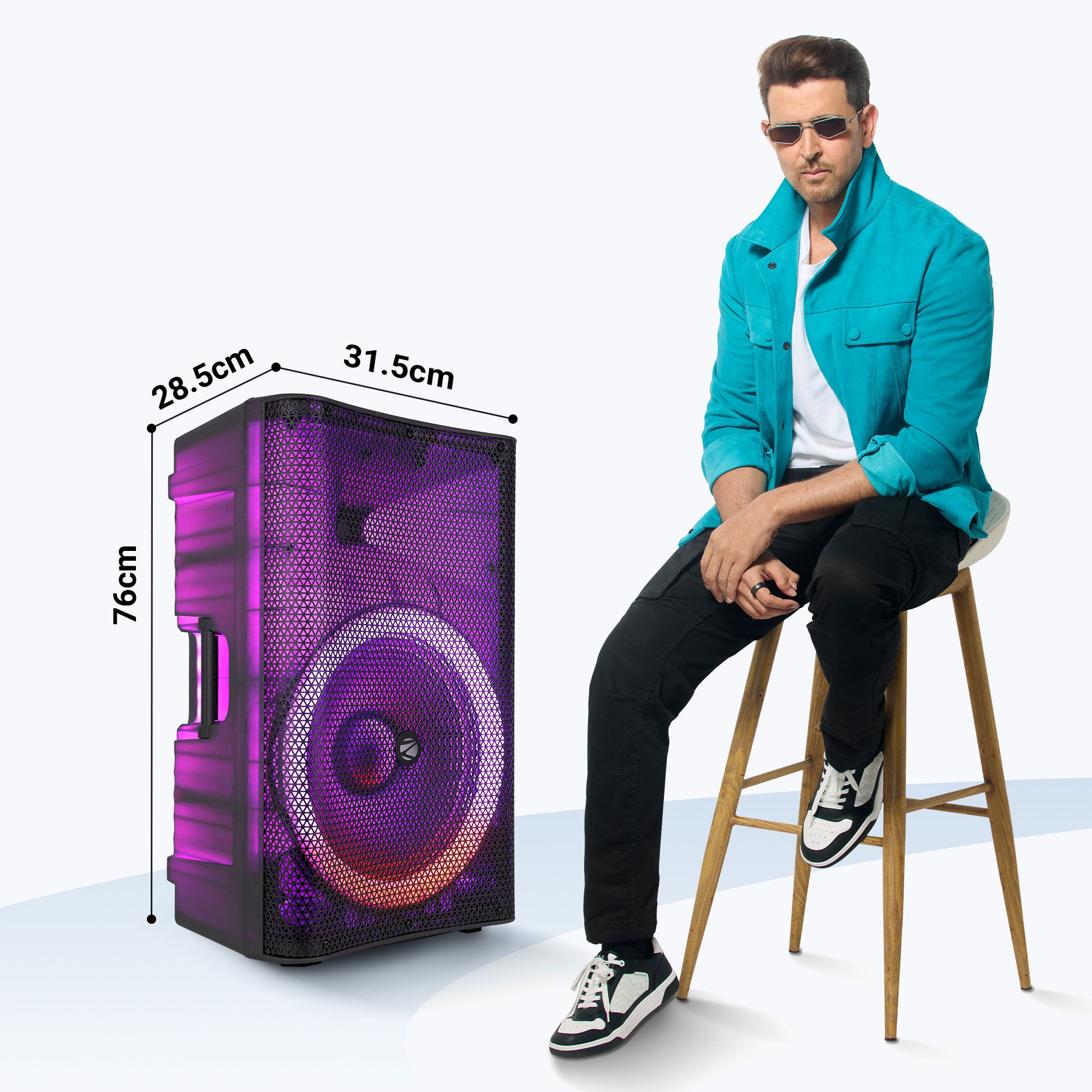 Zebronics glowbox 15A DJ speaker - Product dimensions