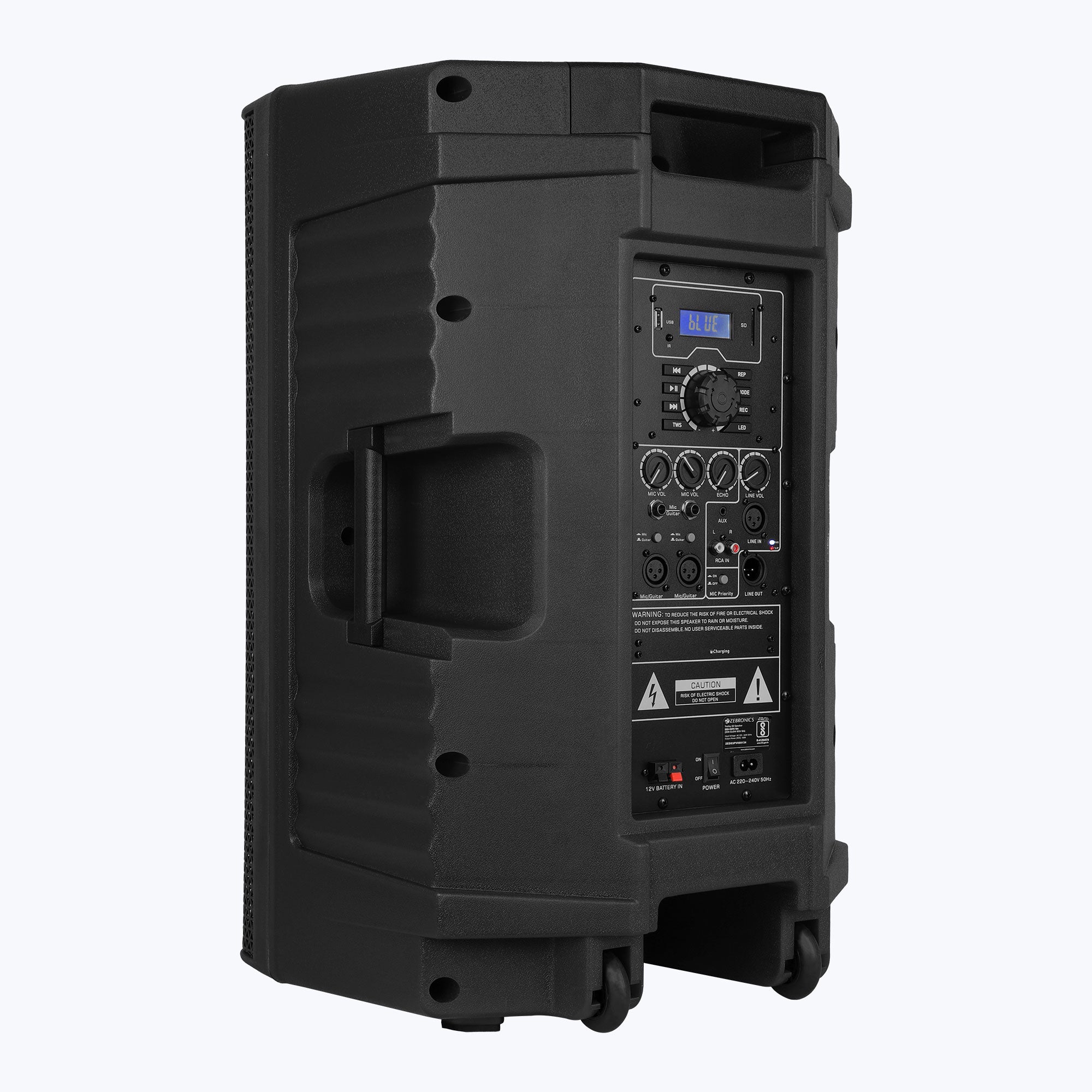 Zebronics glowbox 15A DJ speaker back view