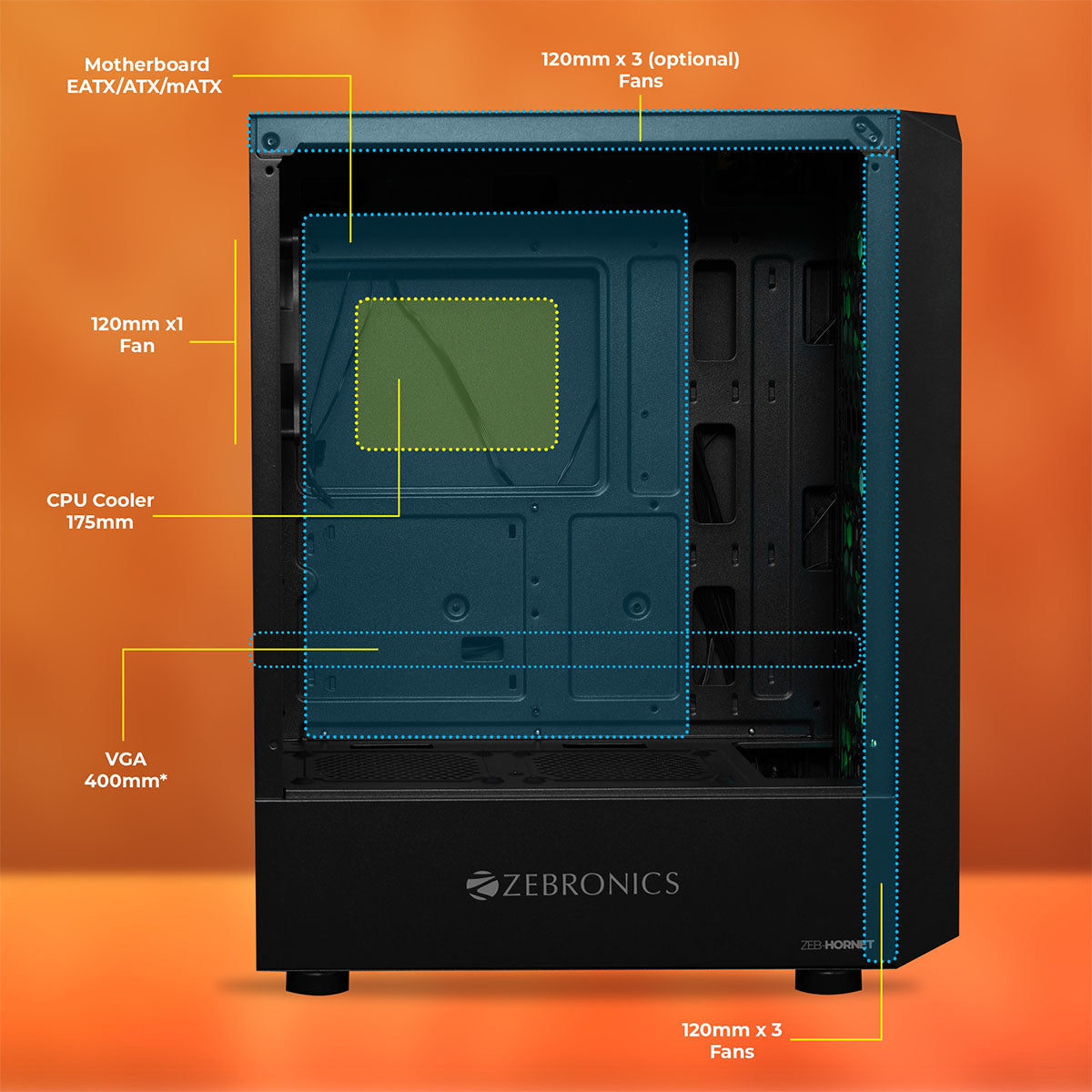 Zeb-Hornet - Premium Gaming Chassis - Zebronics