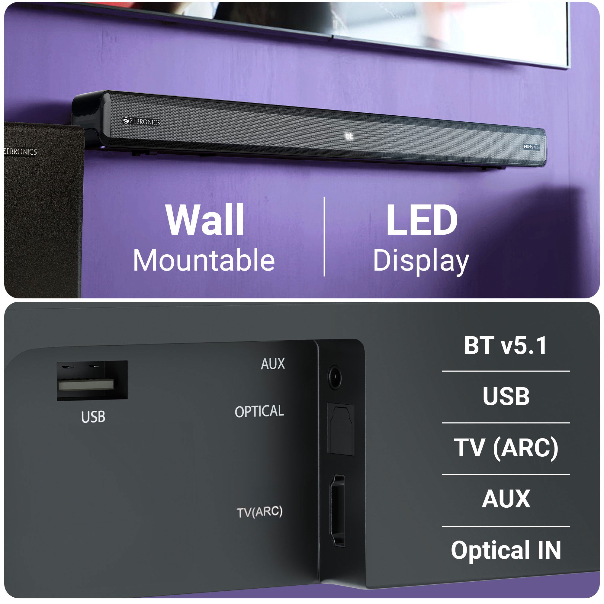 Zeb Juke bar 9510WS Wall Mountable and Multiconnectivity