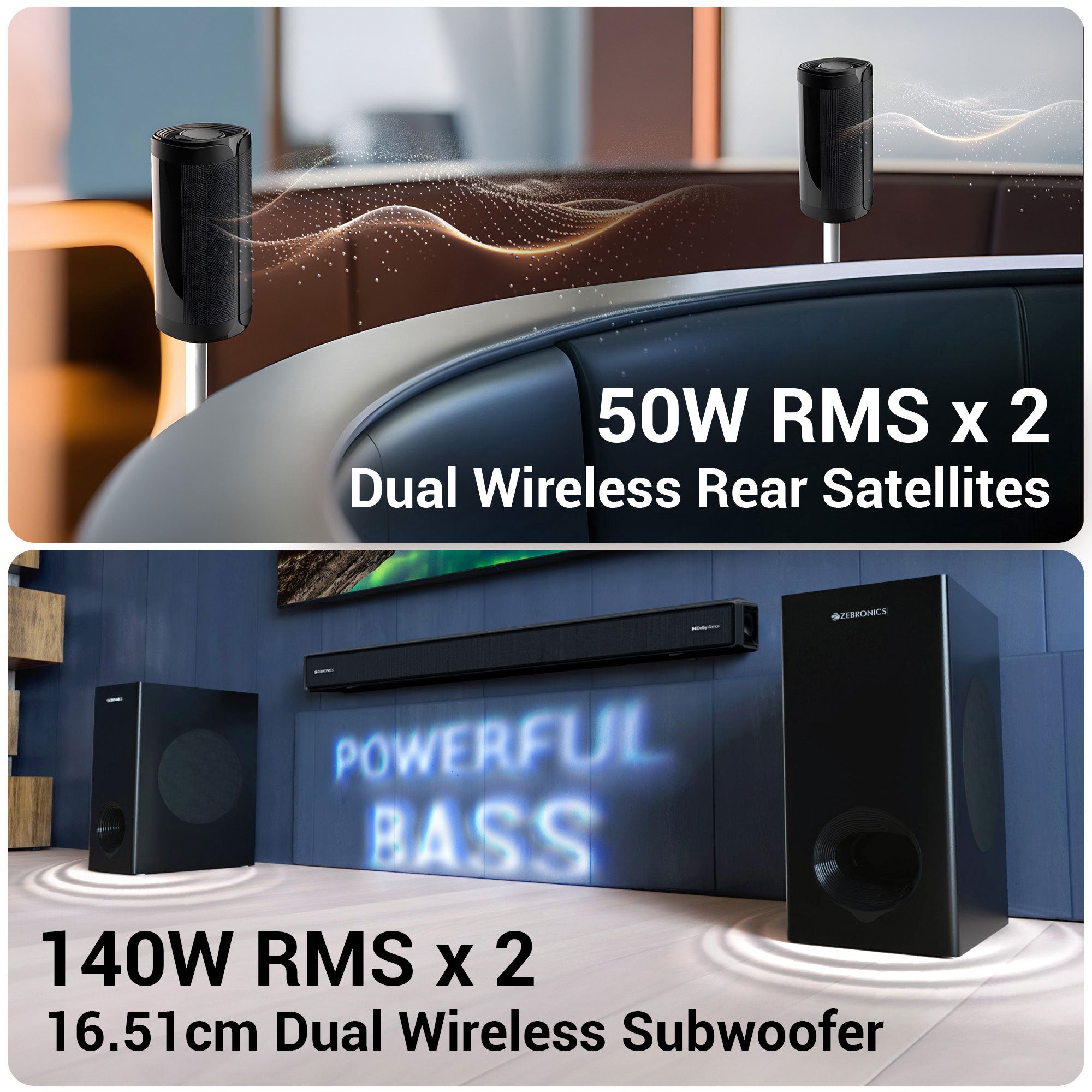 Zebronics Zeb juke soundbar 9775 with Dual Wireless Rear satellites and Subwoofer