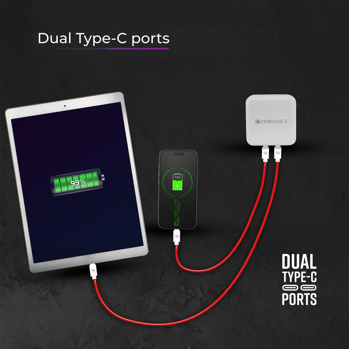 Zeb-MA101B - Dual Type C Adapter - Zebronics