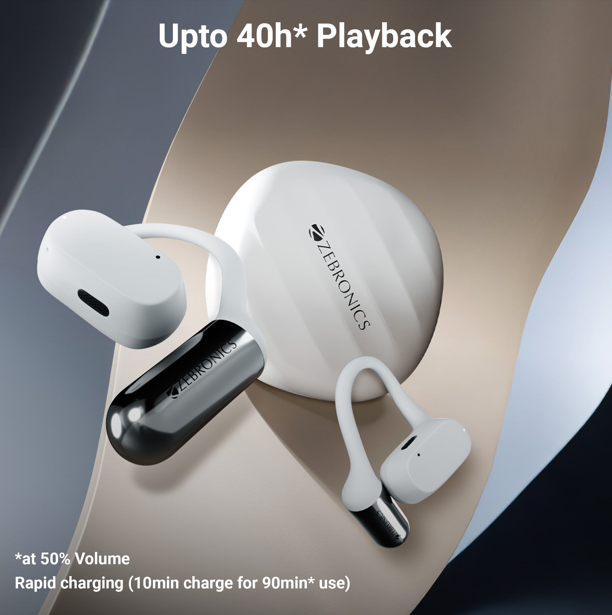 Zebronics Pods O2 Wireless Earbuds - upto 40h playback