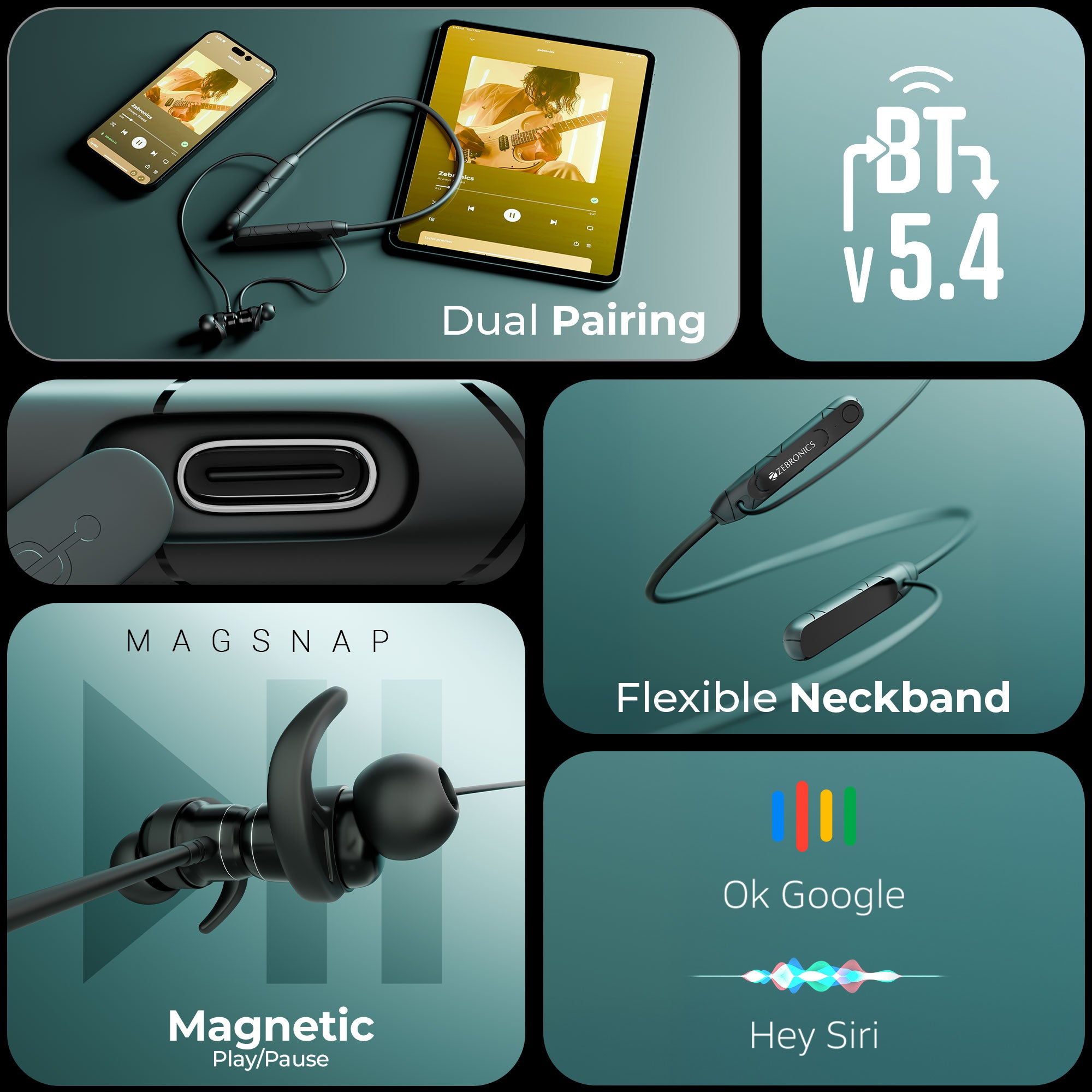 Zebronics - Zeb raga F2 - Wireless Neckband Earphone