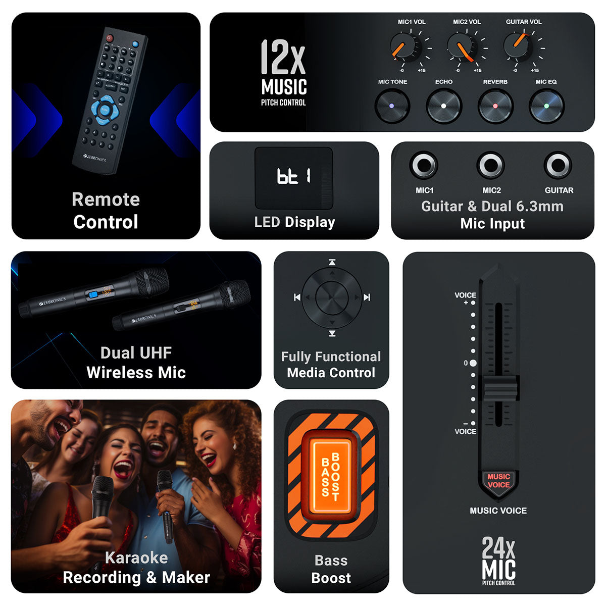 Zeb-Riser - DJ Speaker - Zebronics - Multi feature list