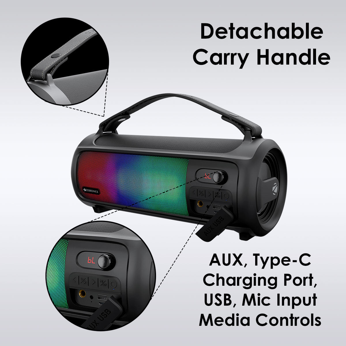 Zeb-Rocket 500 with Light - Wireless Speaker - Zebronics