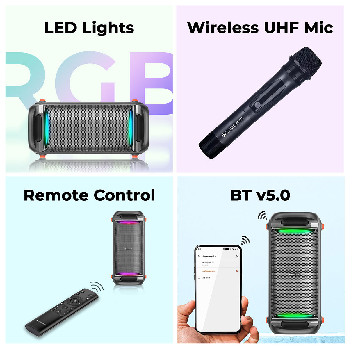 Zeb-Roxor - DJ Speaker - Zebronics -  RGB LED lights