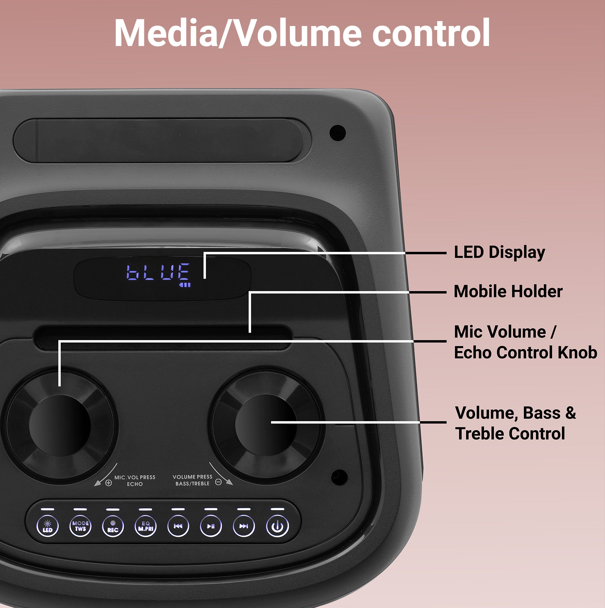 Zebronics Sheen DJ speaker media control