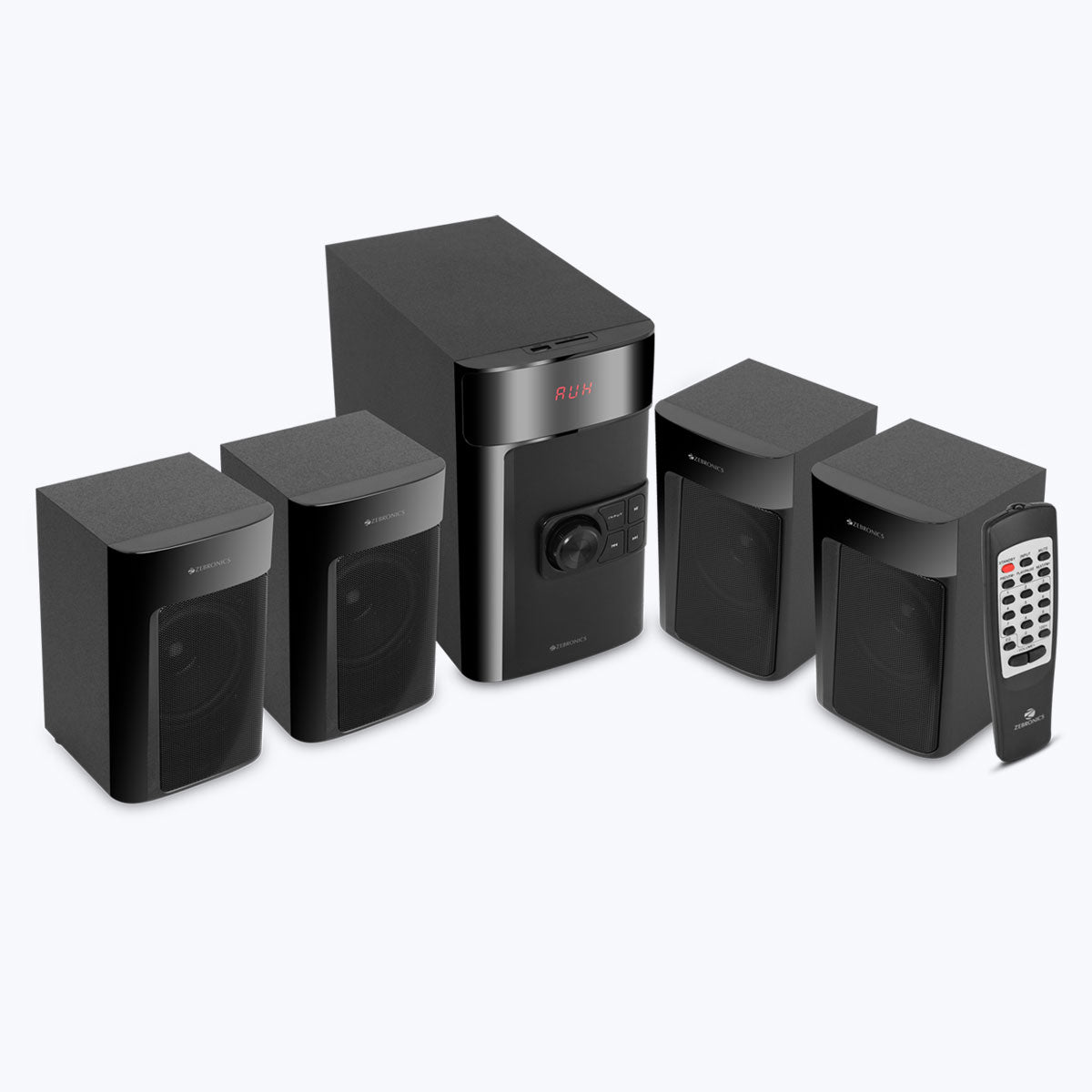 Zeb-Silver 100 - 4.1 Speaker - Zebronics - one subwoofer with Four Satellites - Remote