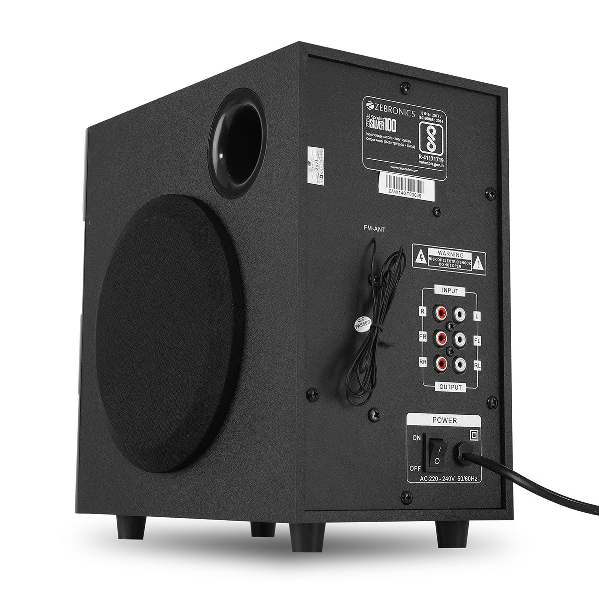 Zeb-Silver 100 - 4.1 Speaker - Zebronics - Rear Panel description