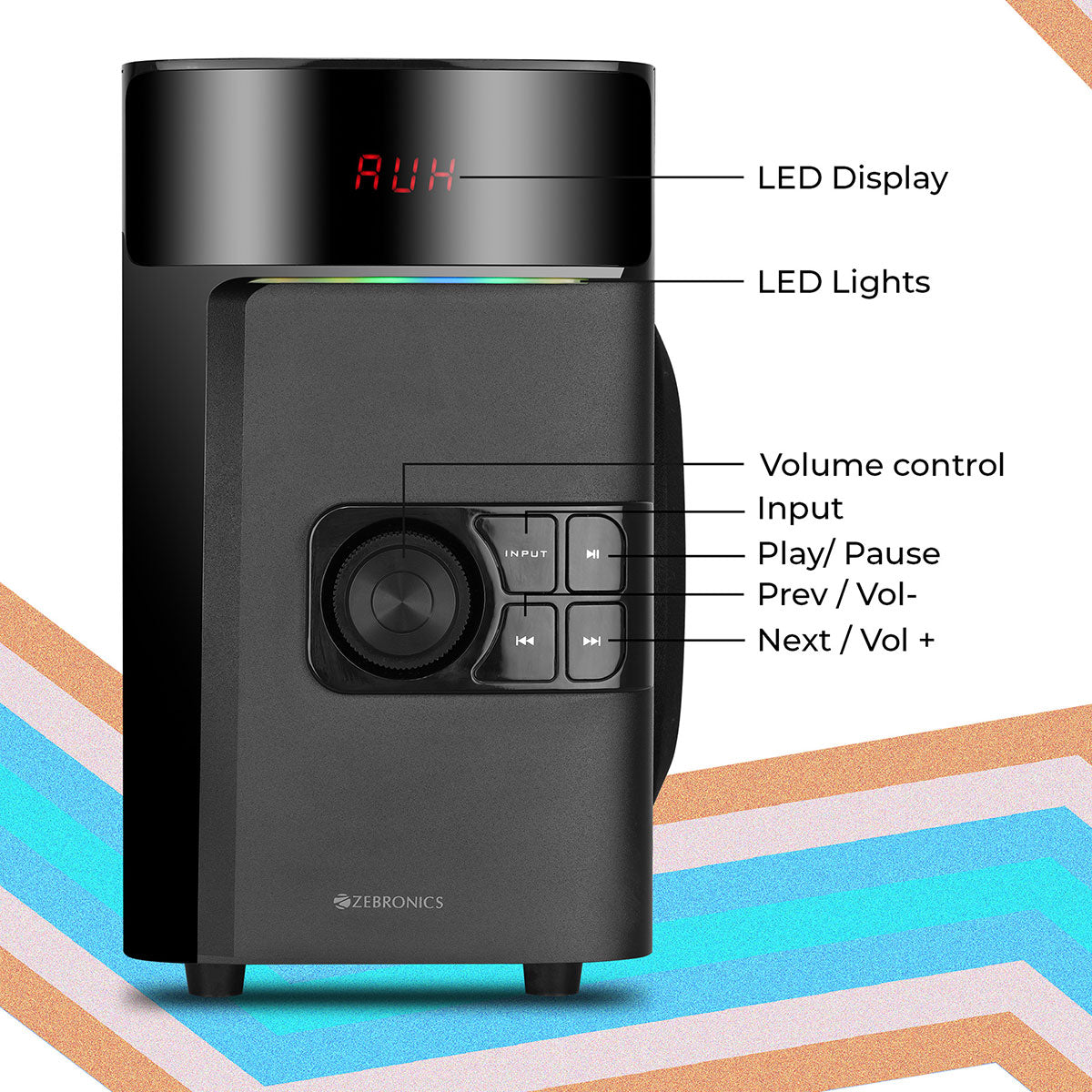 Zeb-Silver 100 - 4.1 Speaker - Zebronics - Media Controls