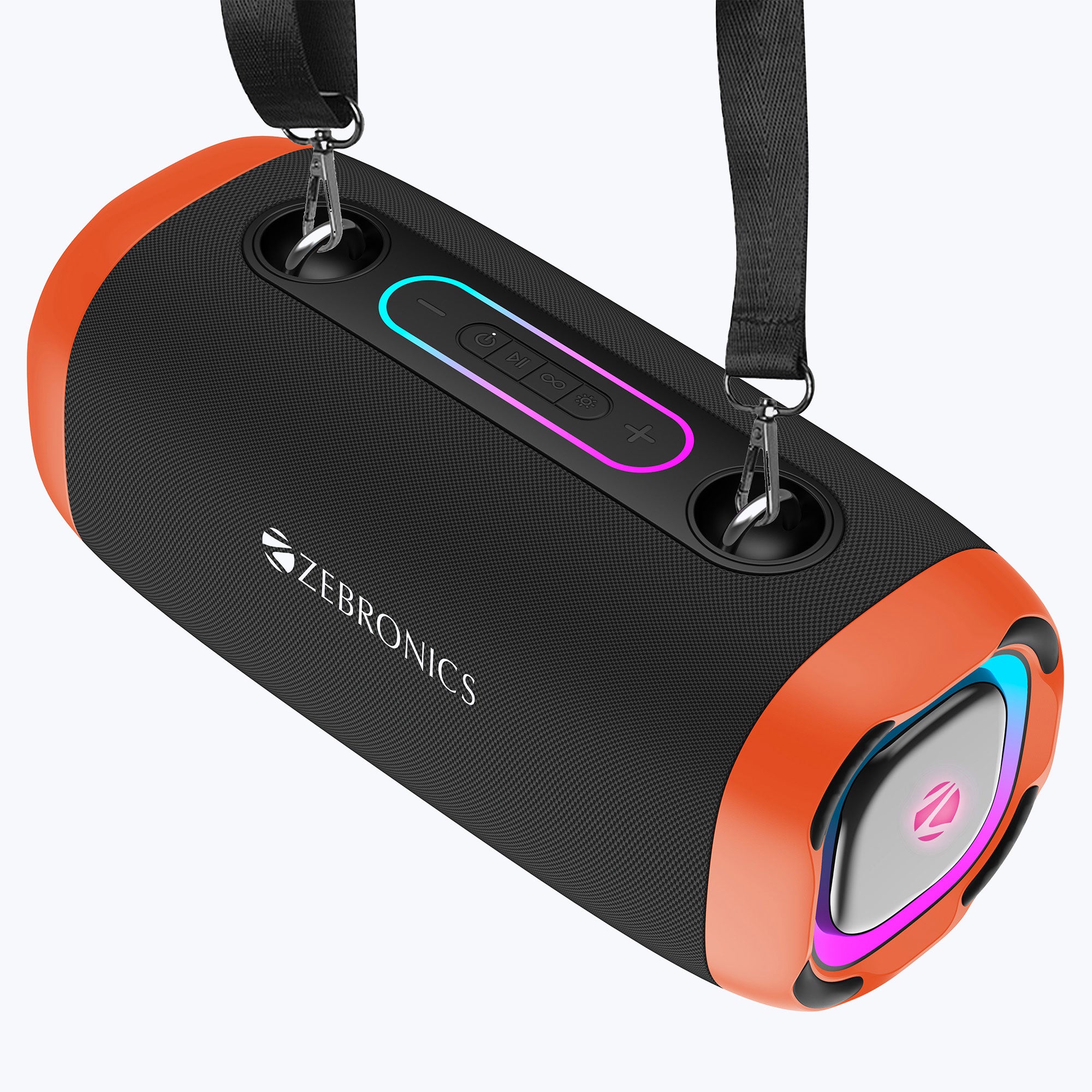 Zebronics Sound feast 85 orange wireless speaker with carry loop