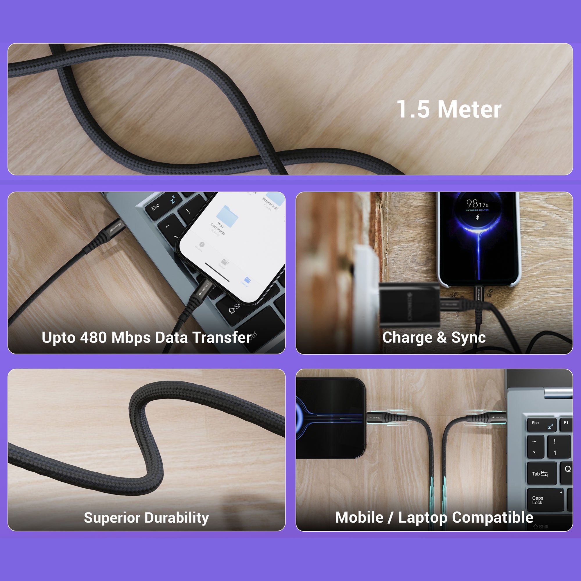 Zeb-TT100 - Type C Cable - Zebronics
