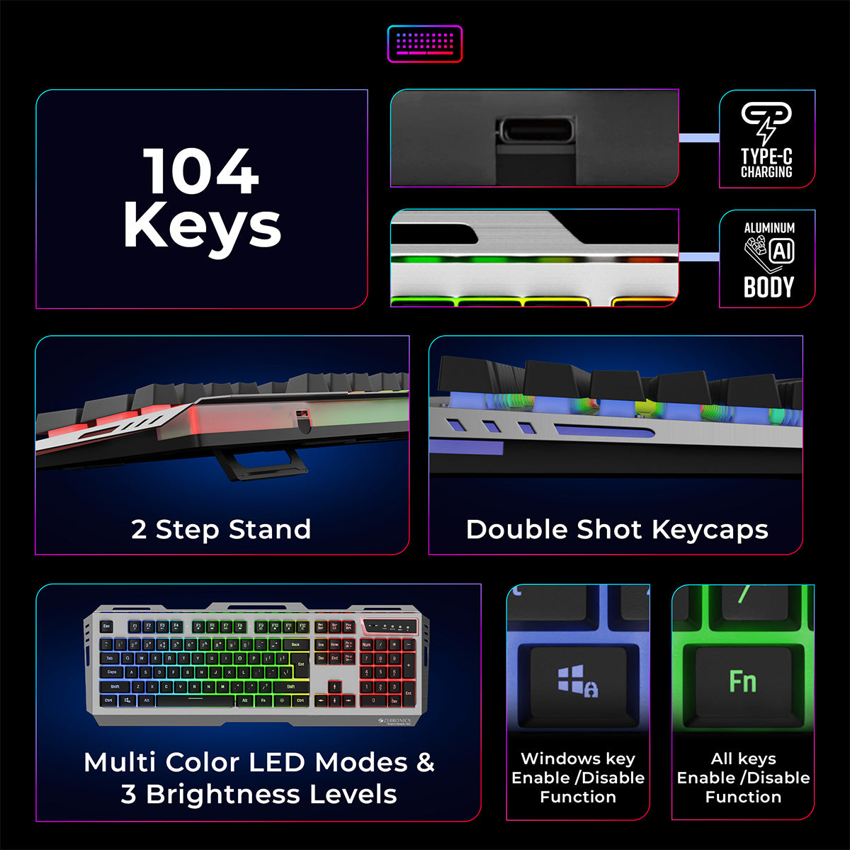 Zeb-Transformer Pro - Keyboard and Mouse Combo - Zebronics