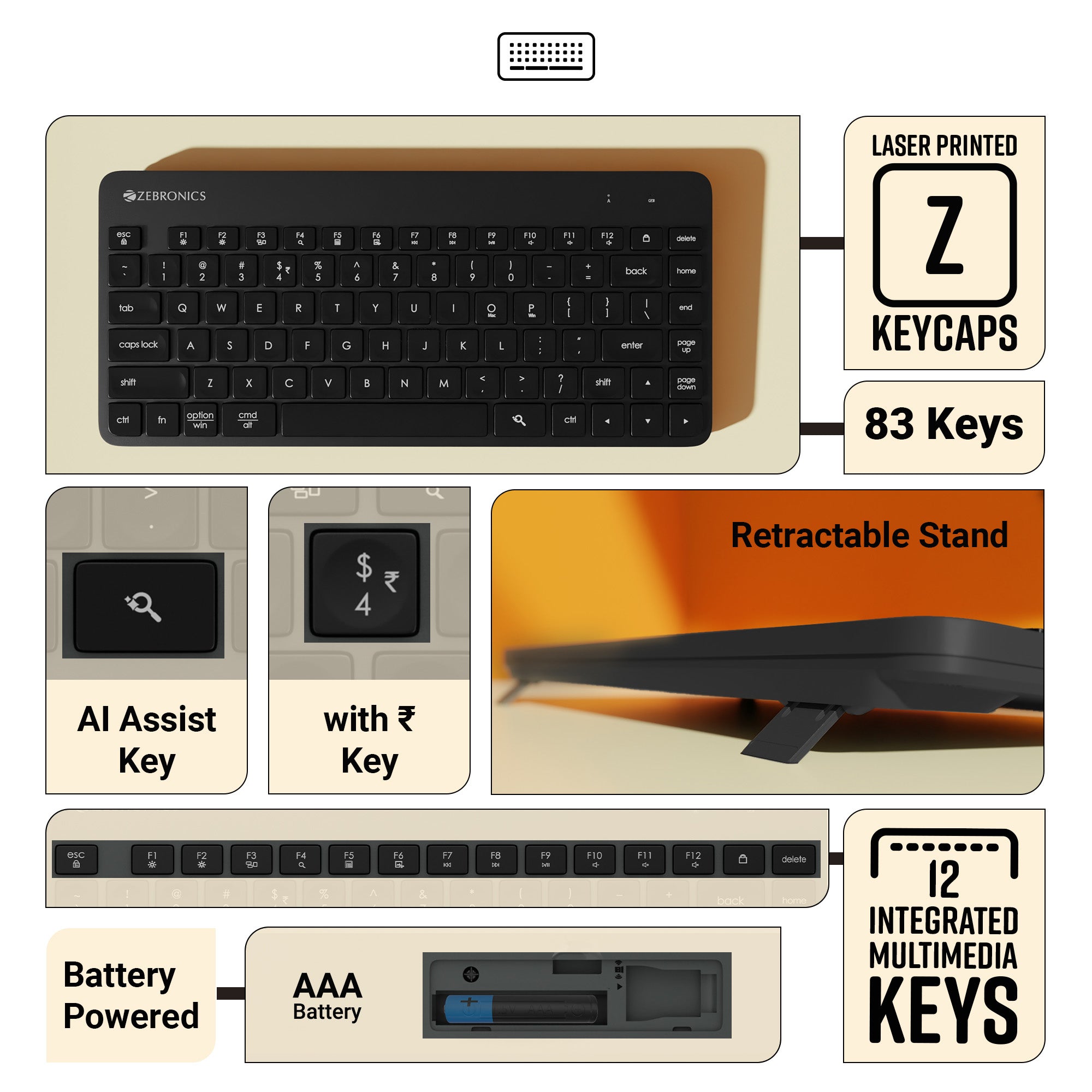 Zeb-companion-201 - Wireless Keyboard and Mouse Combo - Zebronics