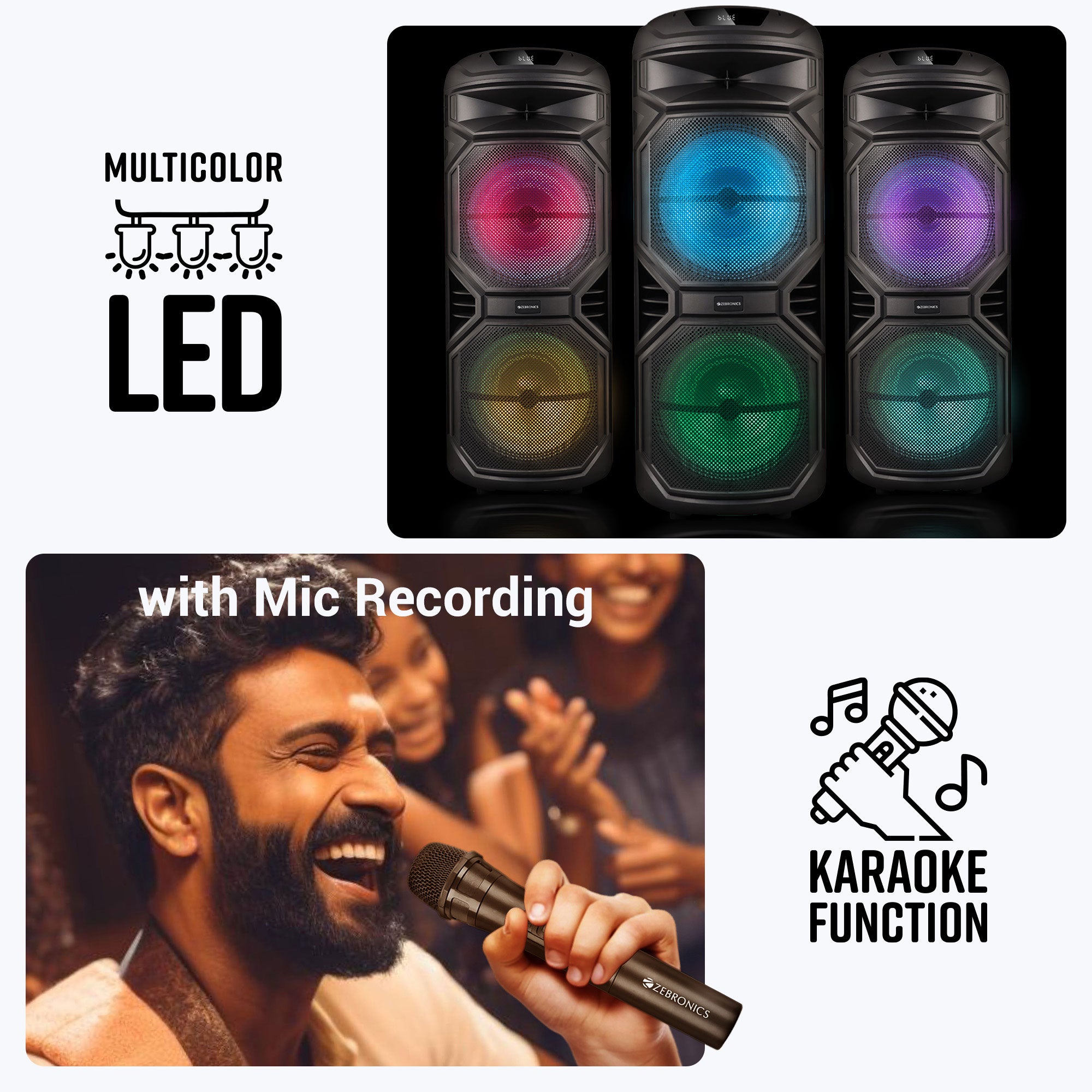 Zeb-Sono 200 - Trolley DJ Speaker - Zebronics - LED and karaoke