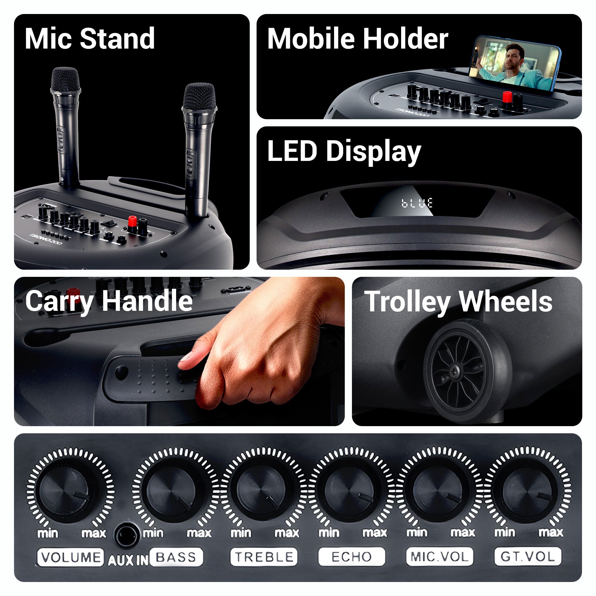 Zeb-Sono 200 - Trolley DJ Speaker - Zebronics - Volume and media control
