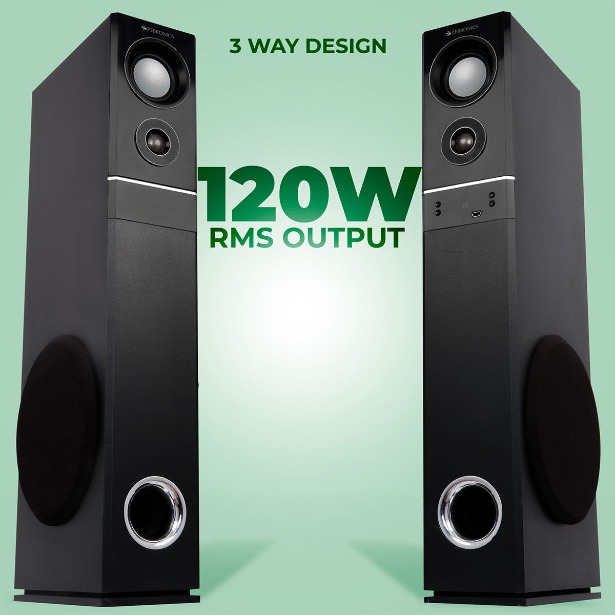 Zebronics -zeb BT9500 pro - Tower speaker - 3 way design 120W output