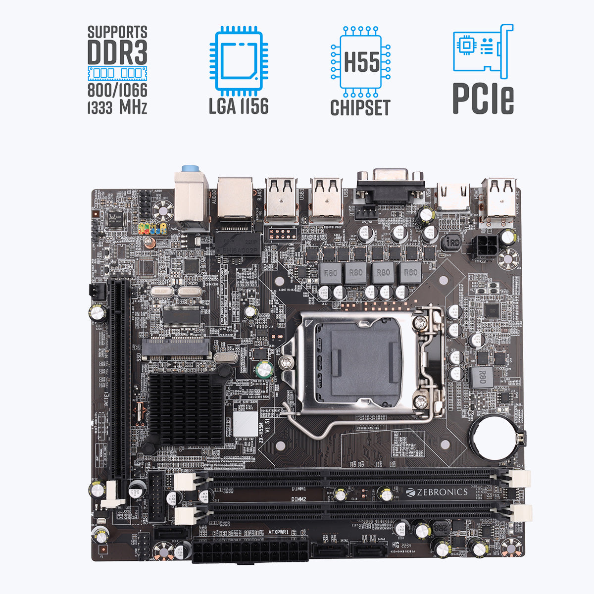 Zeb-H55,socket 1156 - Motherboard - Zebronics