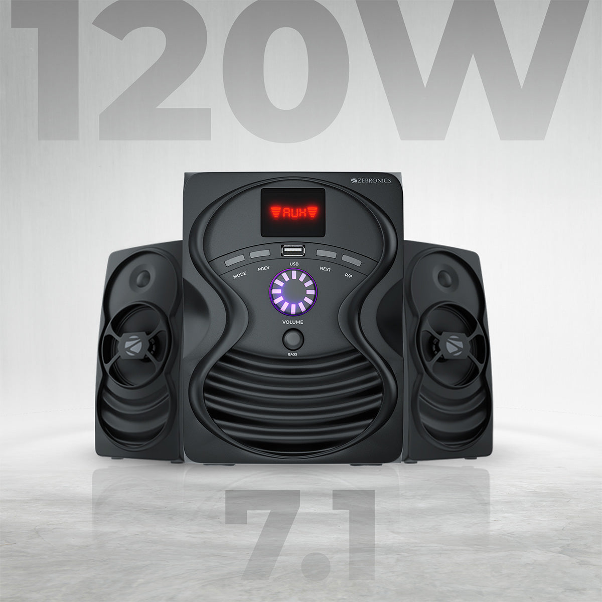 Zeb-Omega - 7.1 Speaker - Zebronics - subwoofer front panel