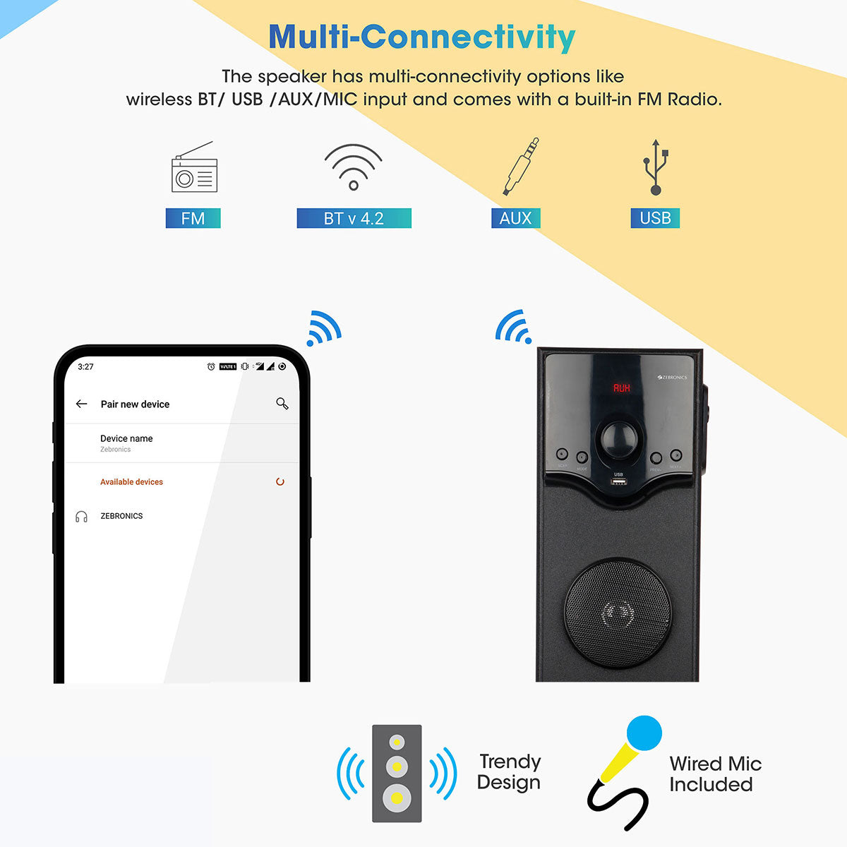 Zeb-BT460RUF with Mic - Tower Speaker - Zebronics