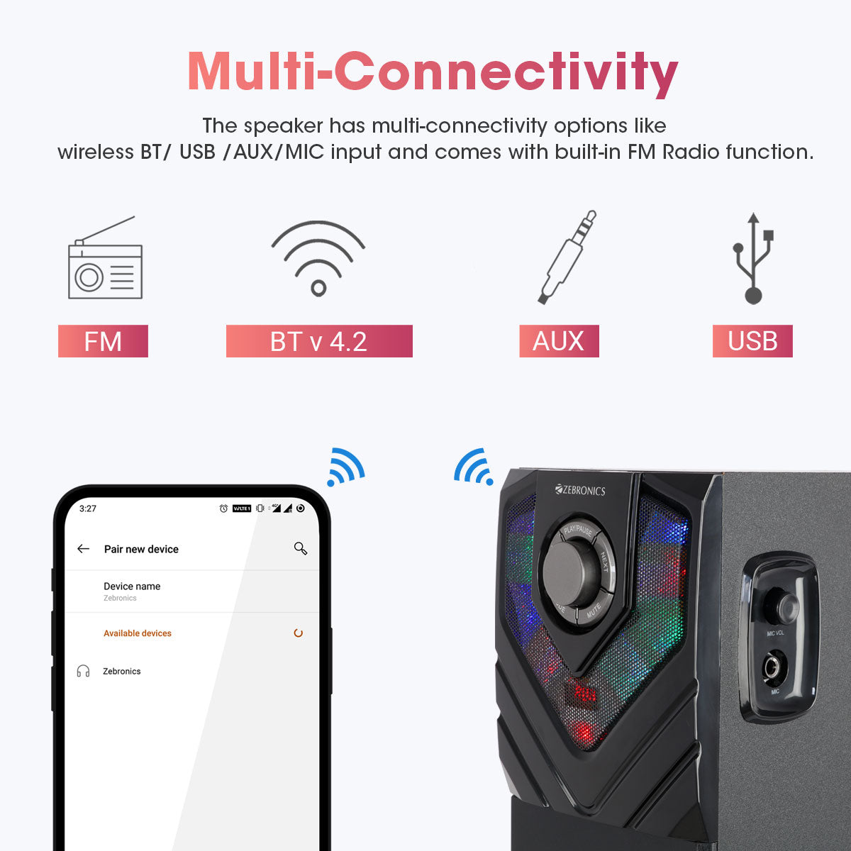 ZEB-BT606RUCF - Tower speaker - Zebronics - Multi-connectivity