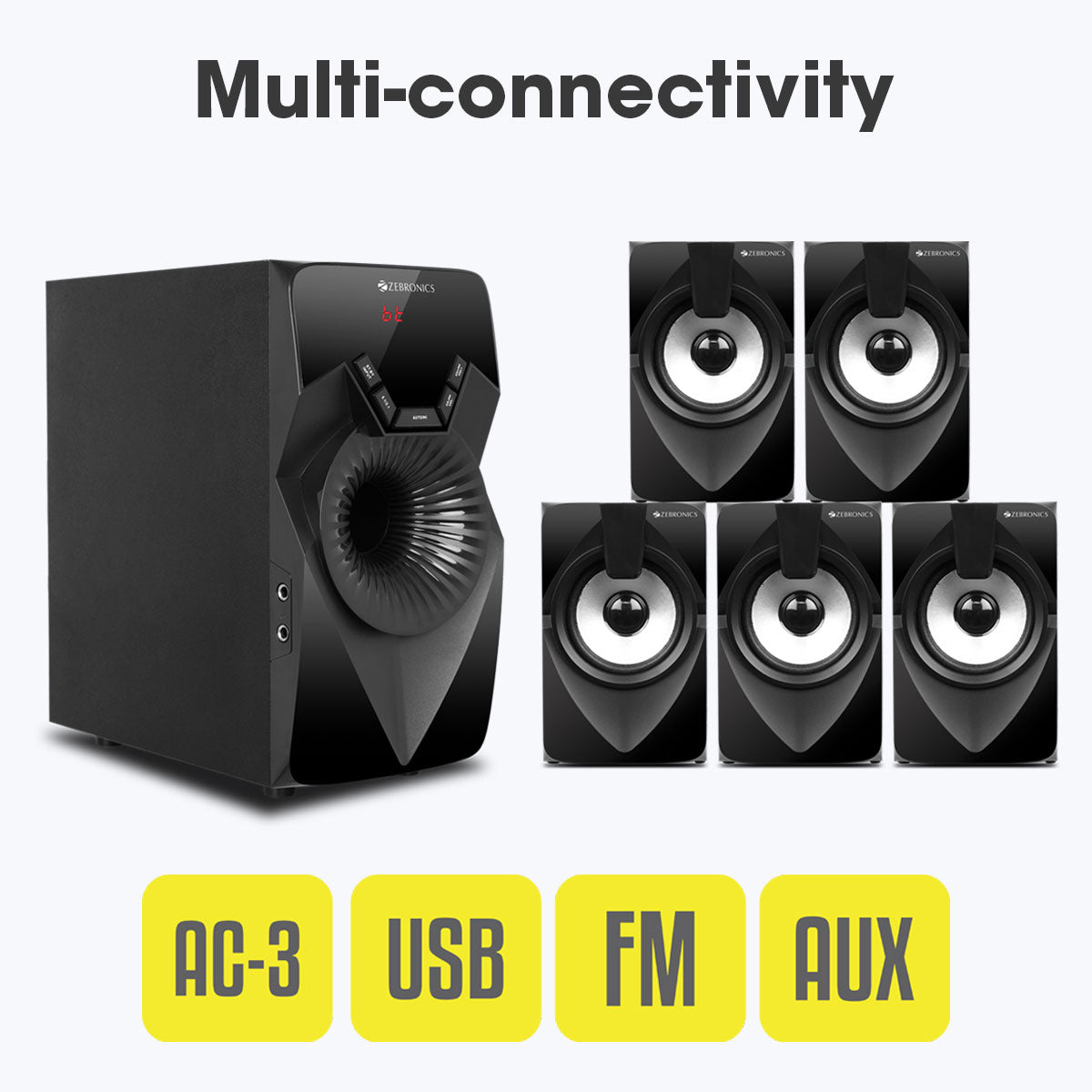 ZEB-BT6593RUCF - 5.1 Speakers - Zebtronics - Multiconnectivity