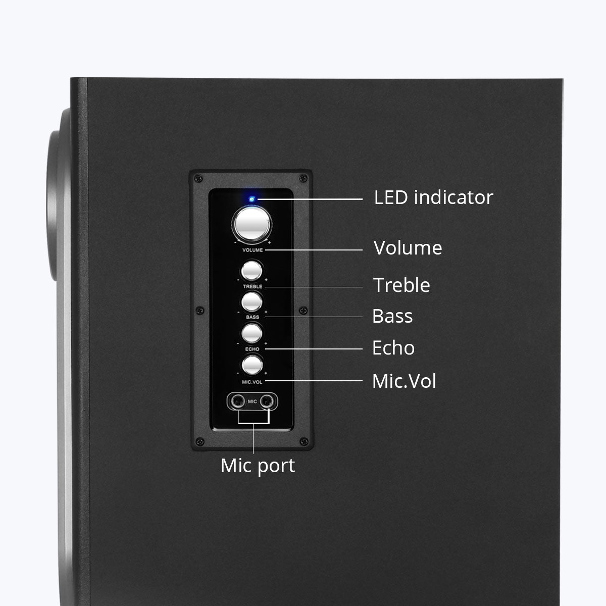 Zebronics BTM9801RUCF Tower Speaker - Full Controls view