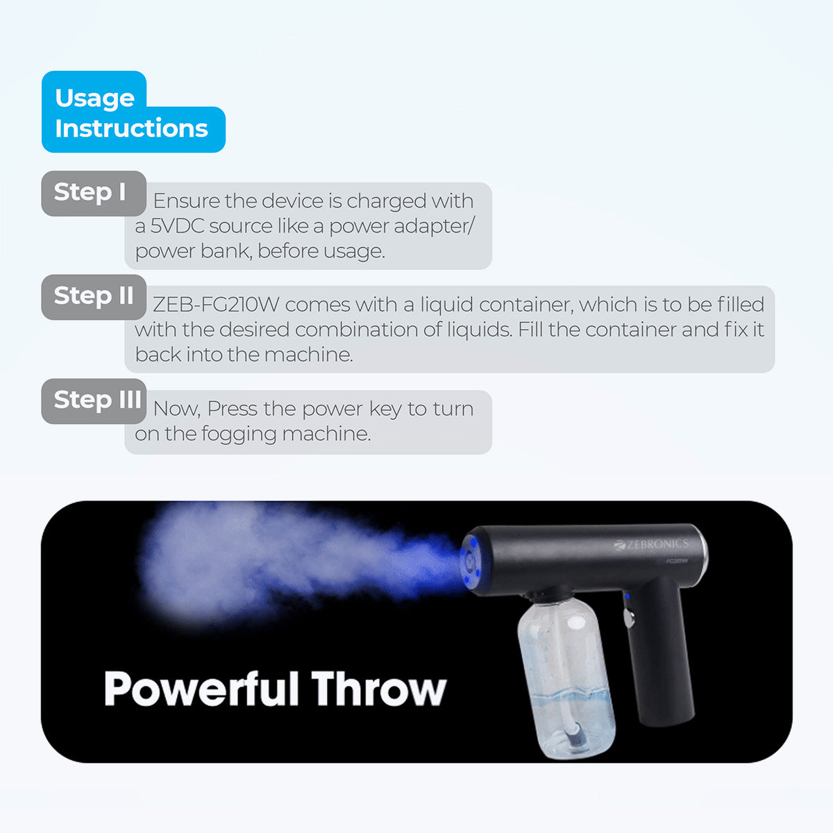 ZEB-FG201W - Portable disinfectant fogging machine - Zebronics