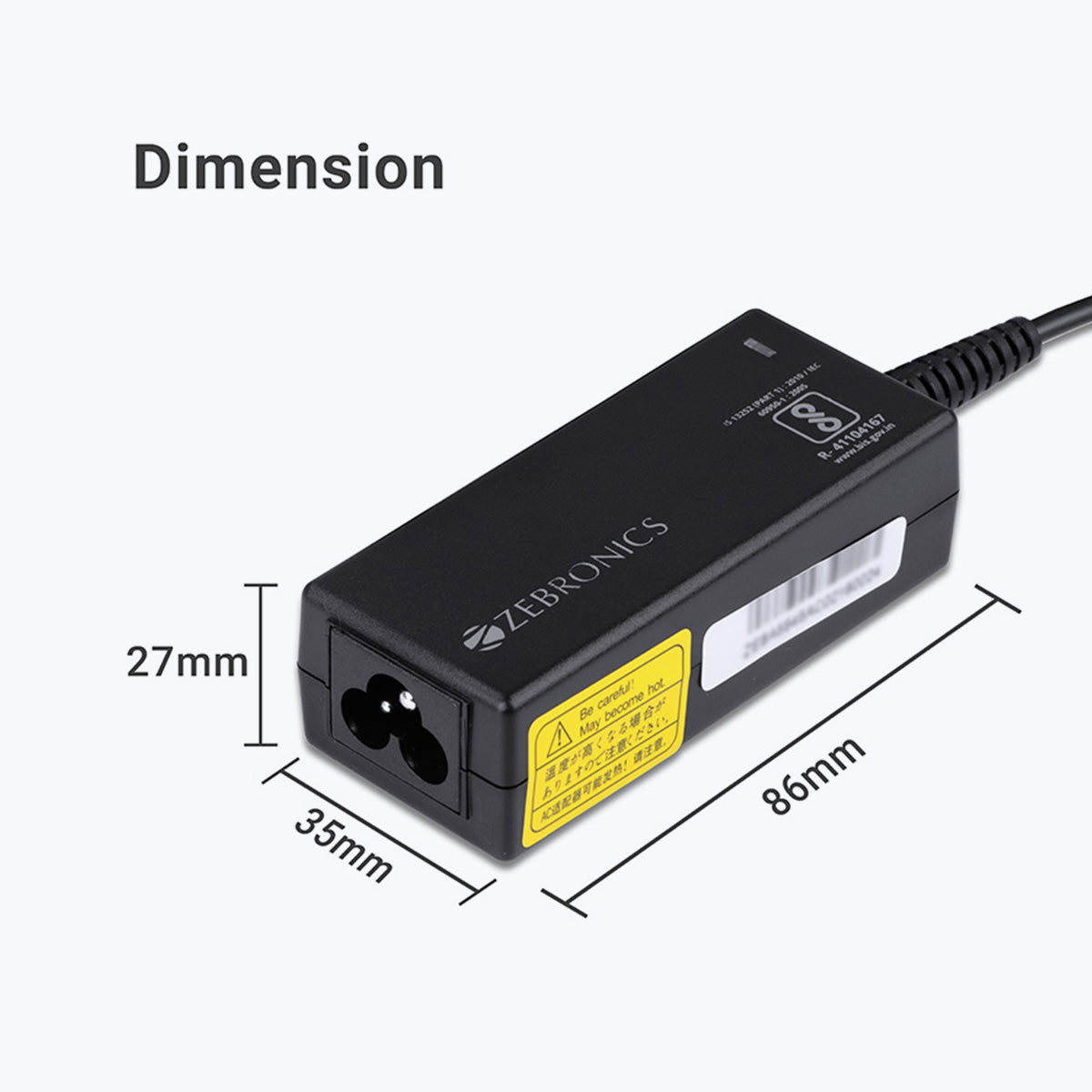 Zeb-LA401720045L - Laptop AC adapter - Zebronics