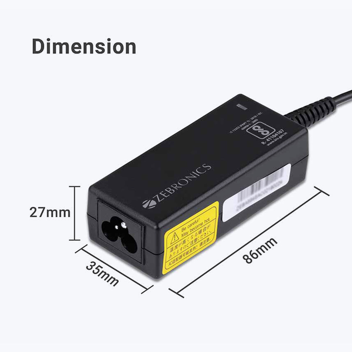 Zeb-LA551719030AC - Laptop AC adapter - Zebronics